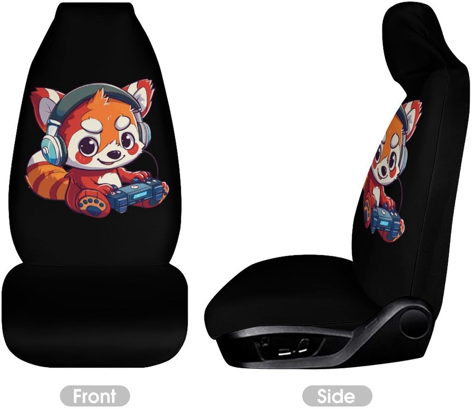 Cute Red Panda Funny Gaming Car Seat Covers Automotive Seat Covers Car Seat Protector Auto Front Seats Protector for Most Cars 2PCS