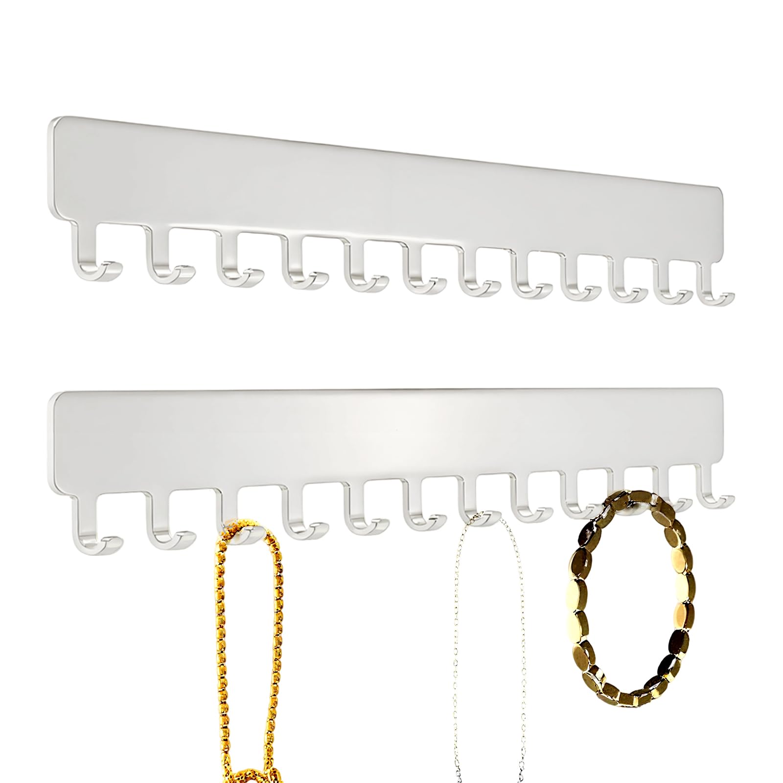 Cjytdkj Wall Mounted Necklace Holder, 2PCS Adhesive Jewellery Hooks