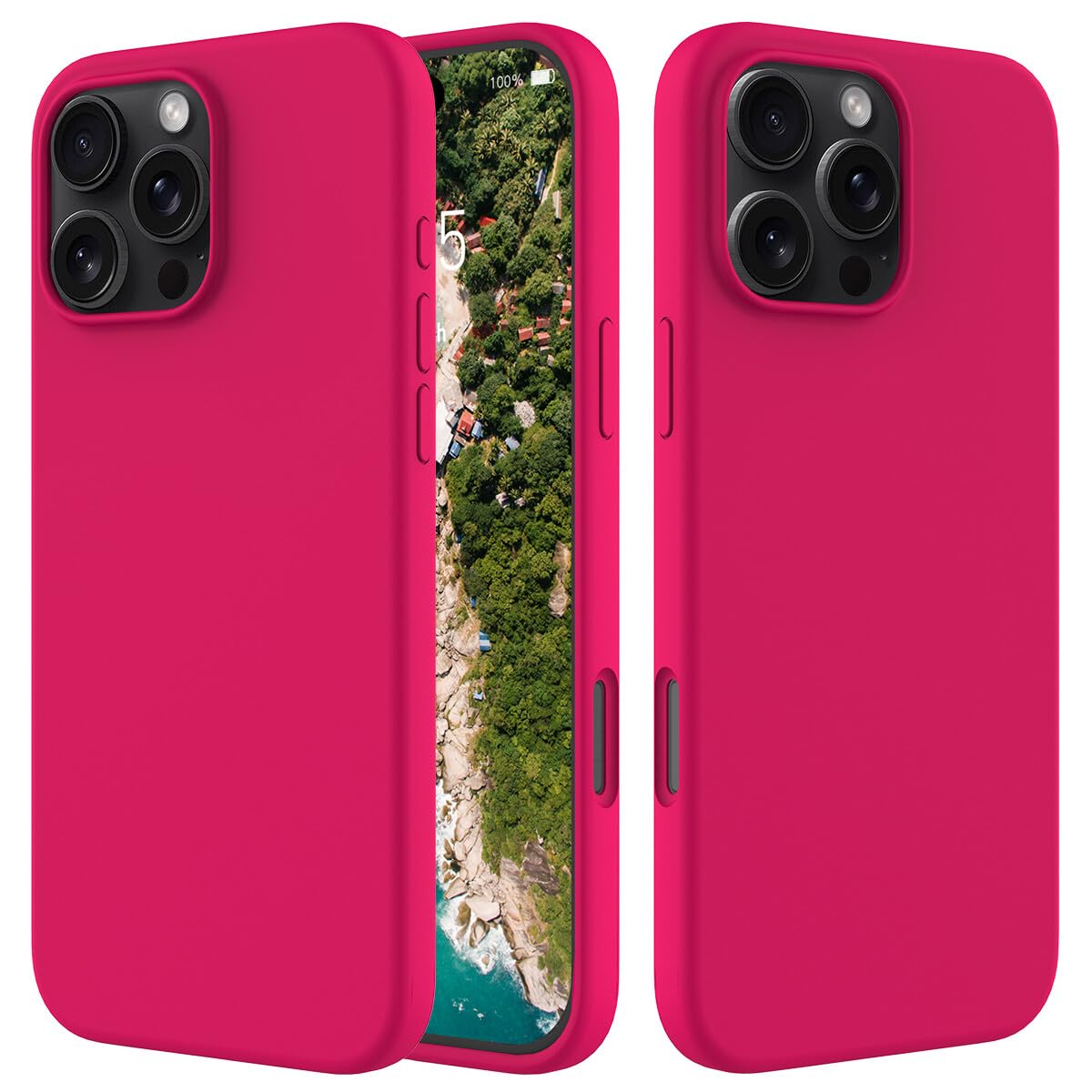 Coque iPhone 16 Plus rose vif anti-rayure silicone souple robuste - 8
