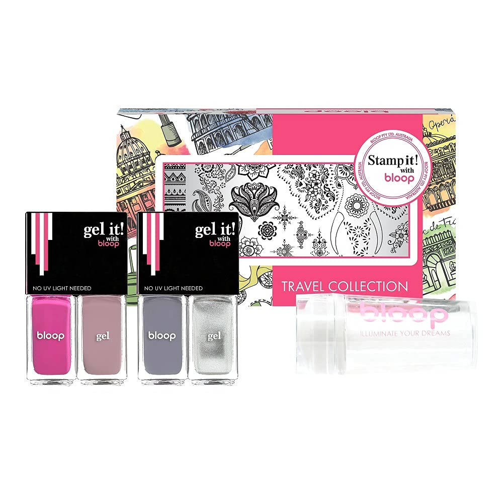 Bloopss1909 indie s. kit nail stamping kit 4x4 ml x 1stamp