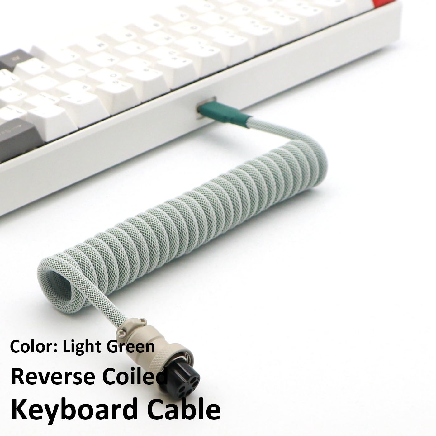 Pro Coiled Keyboard Cable, Double-Sleeved Mechanical Keyboard Cable with 5Pin GX16 Aviator, 1.2m USB A to USB Type C (Light Green)