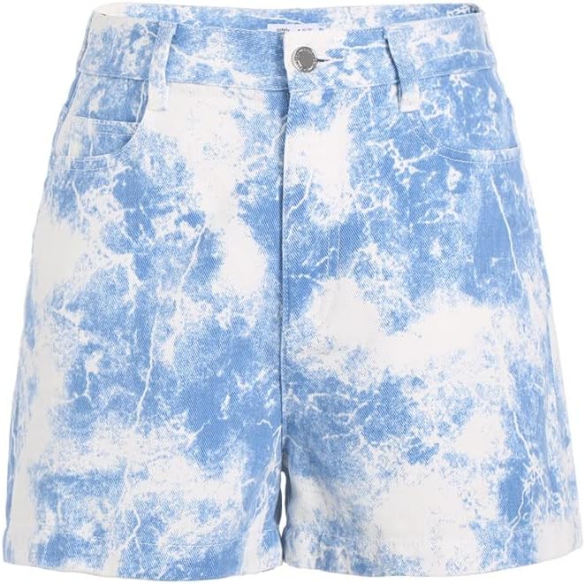 Women's Printed Shorts Tucked in Waist Casual Denim Coat Suit
