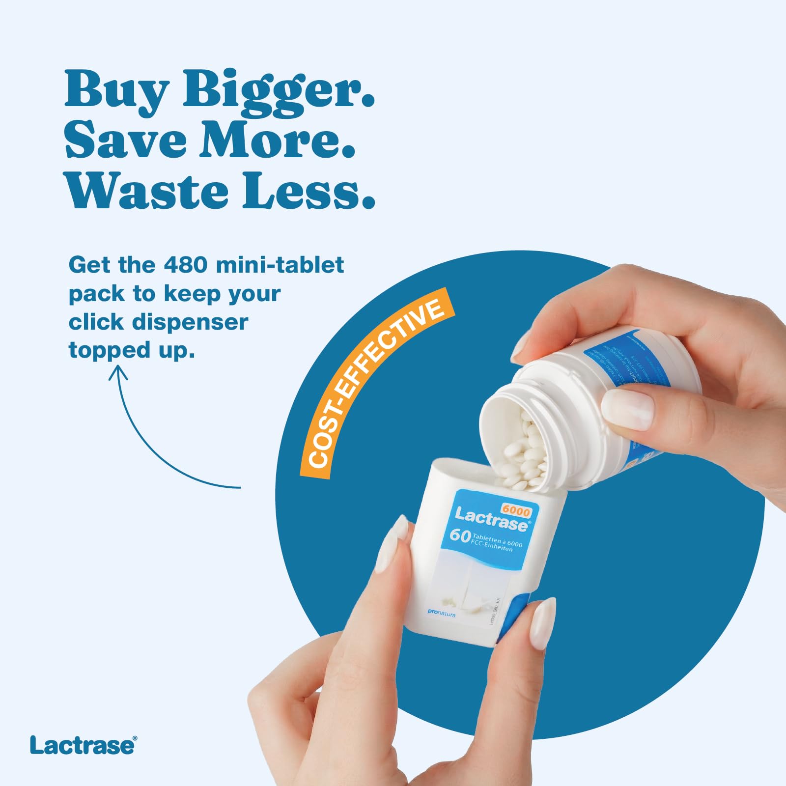 Lactrase Refill Pack – #1 Lactase Brand in German Pharmacies – Strong 6,000 FCC Lactase Units – 480 Fast-Acting Pills for Lactose Intolerance – Enjoy Dairy Again — Amazon image 6