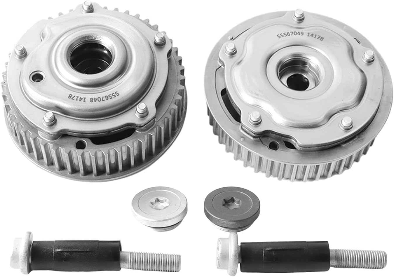 55567048 55567049 Intake Exhaust Timing Camshaft VVT Sprockets 2Pcs Fits for Chevy Aveo/Cruze/Sonic, Pontiac G3 2010 2011 2012 2013 2014 2015 2016 2017 1.6 1.8L OE 55567049 55567048