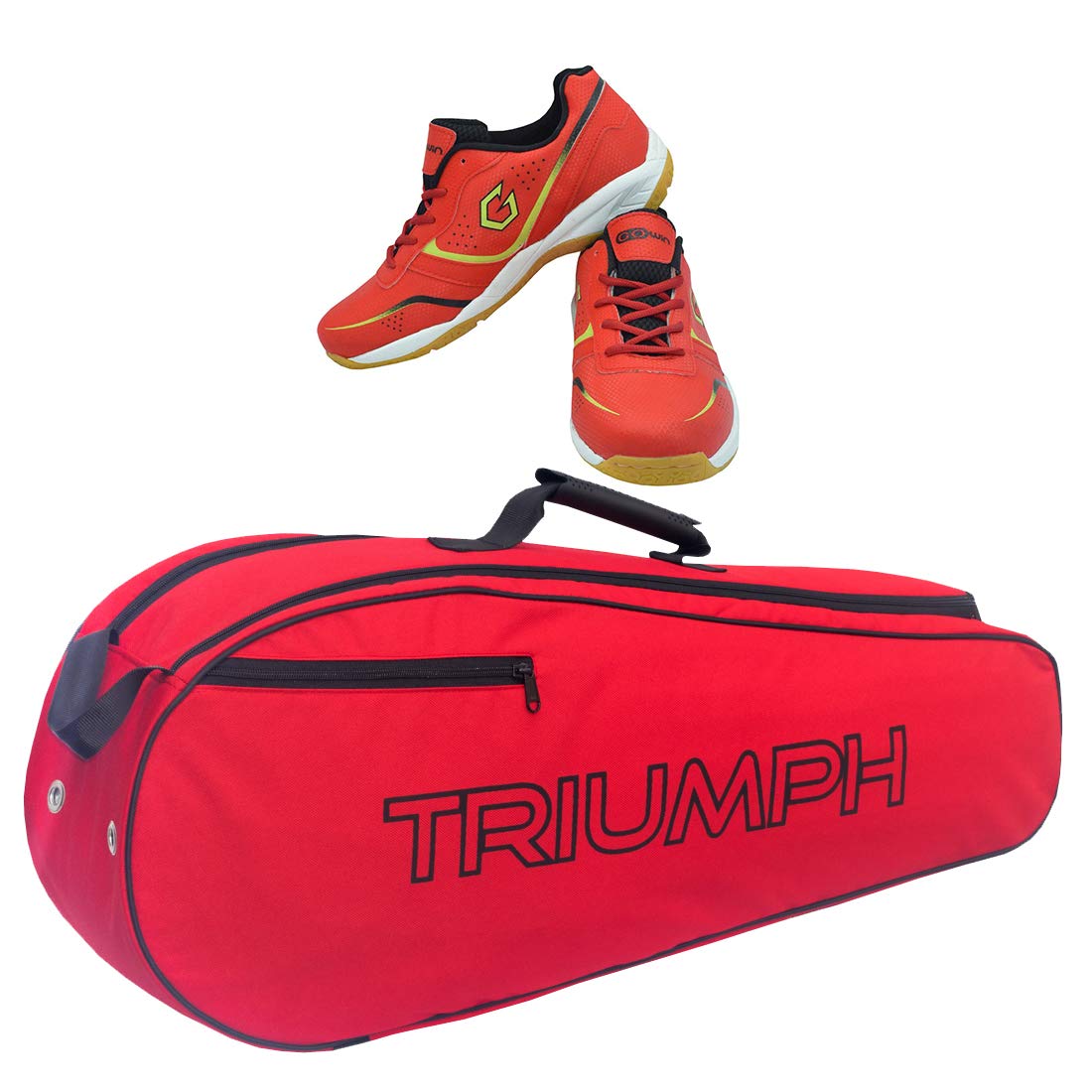 Gowin Badminton Shoe Smash Red Size-6 with Triumph Badminton Bag 306 Black/Red-image-46