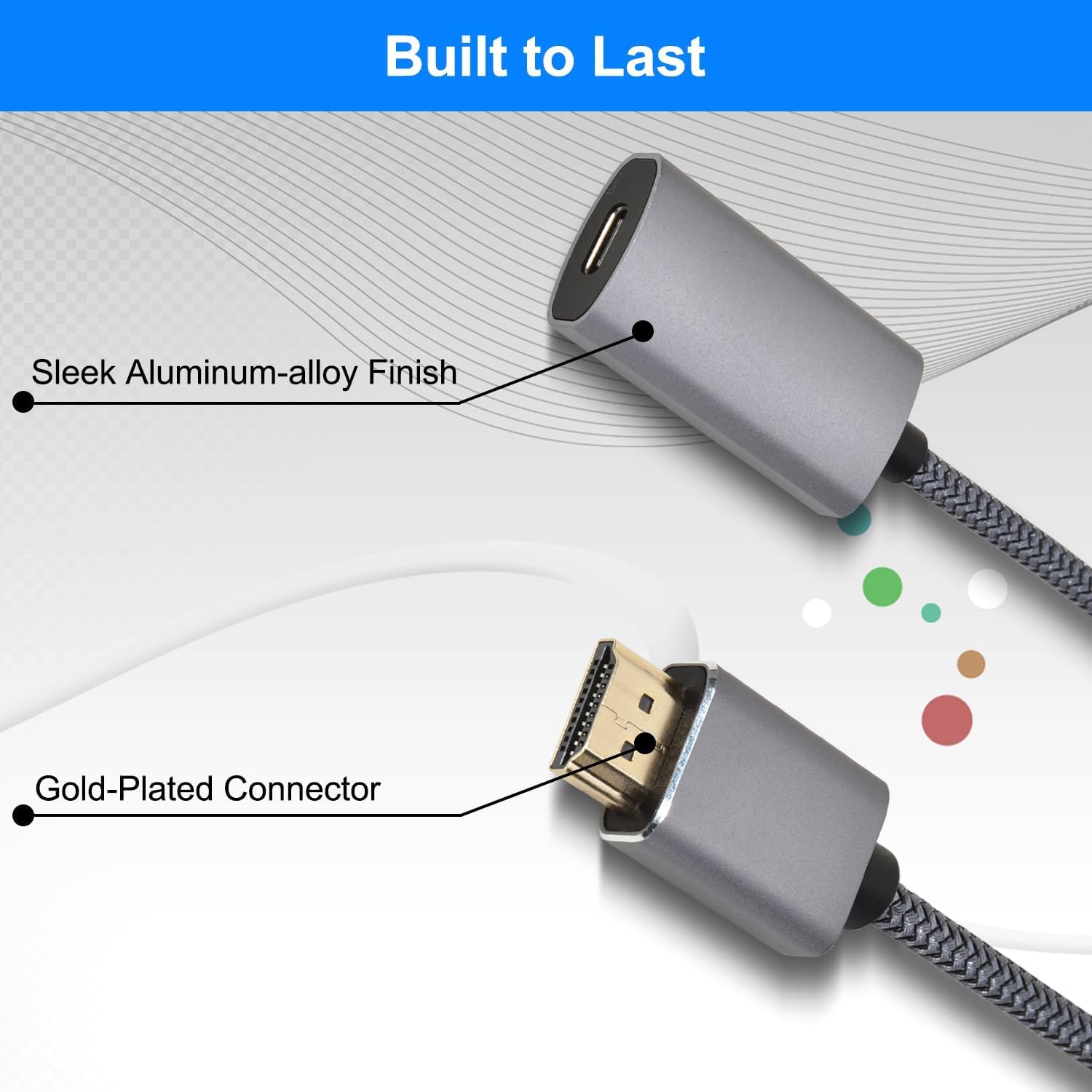 HDMI Male to USB-C Female Cable Adapter with Micro USB Cable