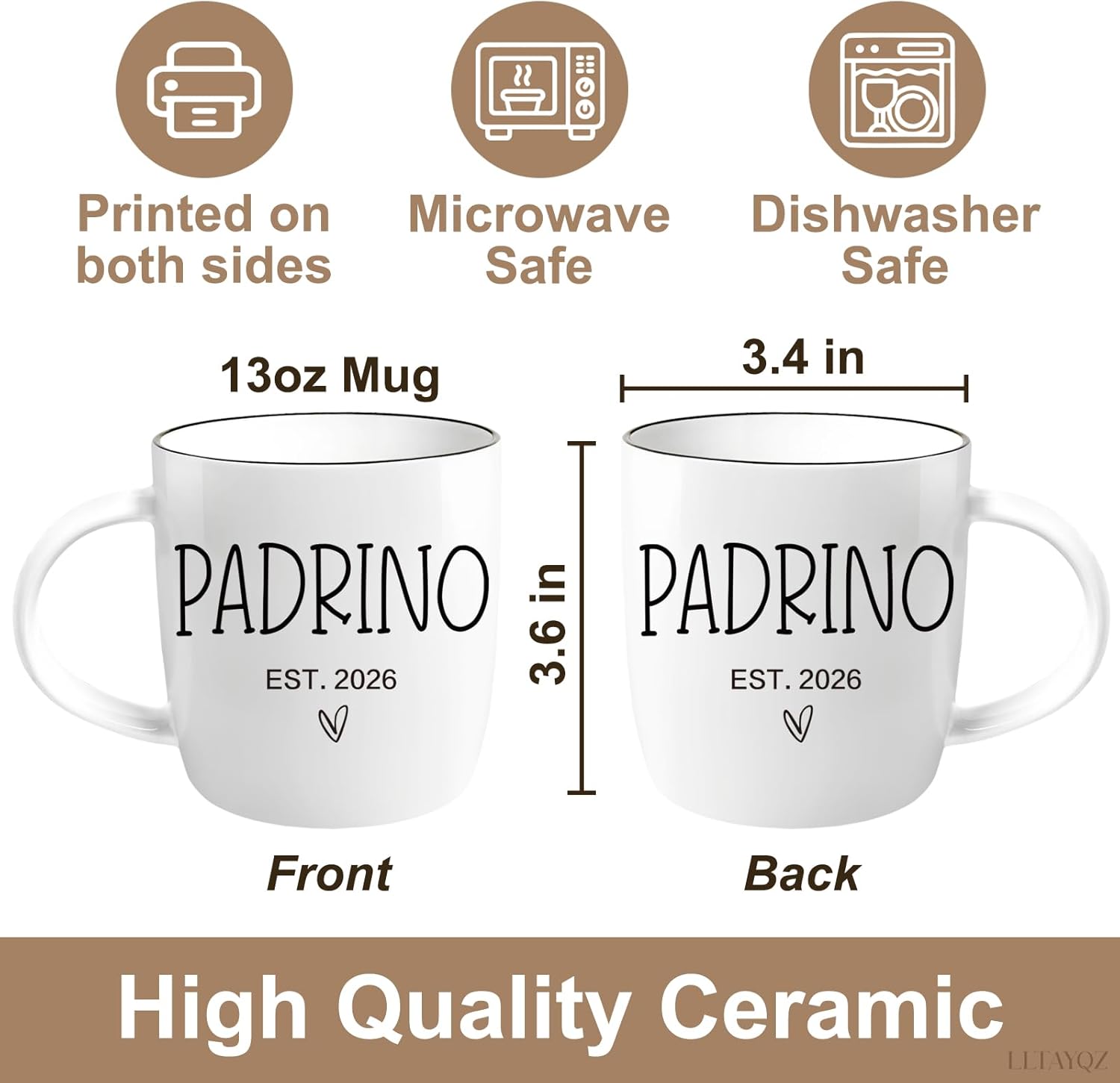 Padrinos Madrina Est 2026 Proposal Coffee Mug Gifts for Godparent, Madrina & Padrino Est 2026 Proposal Mug Gift, Birthday Gifts for Godparents, Mugs Gift on Wedding Engagement Birthday-17 - Image 2