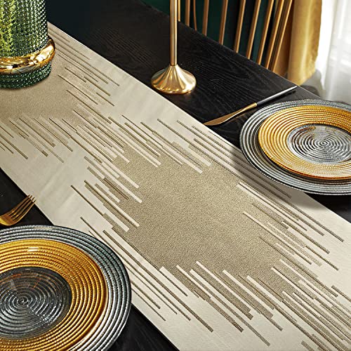 Fullony Beige Table Runner 120 Inches Long Abstract Lines Geometric Table Runners with Ring Stylish Tassels for Living Room Bedroom Holidays Events Dinner Dresser Art Decor by Fullony - Used condition - Image 5