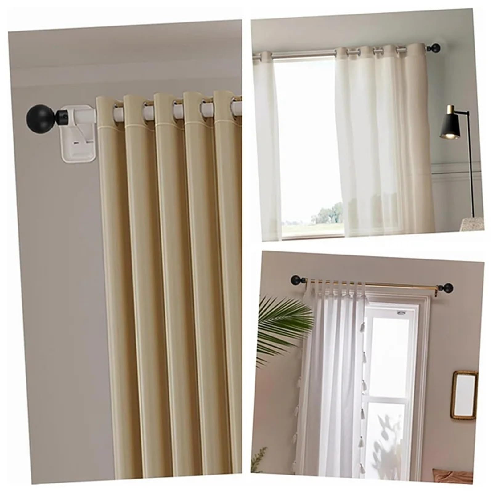 Lot de 4 embouts de tringle à rideaux en fer épais peint en noir pour tringles de 24 mm à 28 mm pour décoration de maison