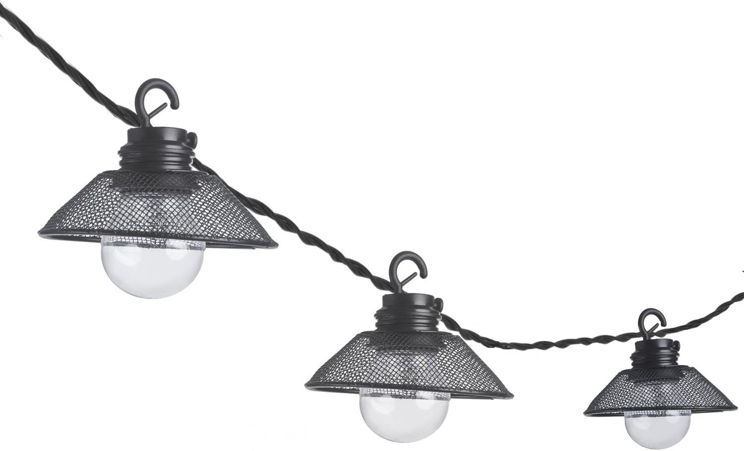 Sterno Home GL29829BK Outdoor 10 LED 10.5-Foot String Light with Black Shade, 120V, 6 Lumens, 2 Watts