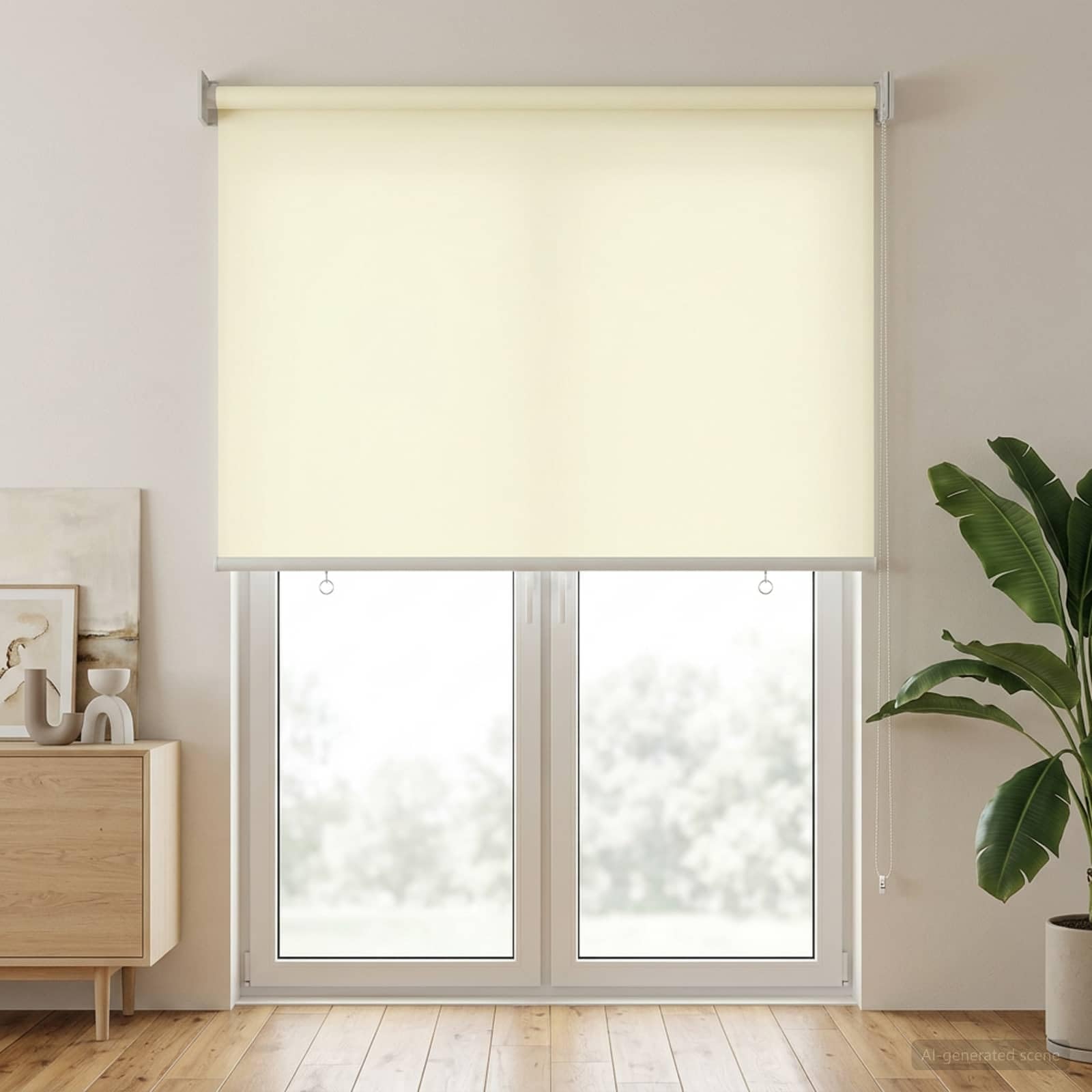 Tenda avvolgibile per esterni, crema, poliestere | Montaggio a parete o a soffitto, controllo termico, privacy, filtro della luce solare