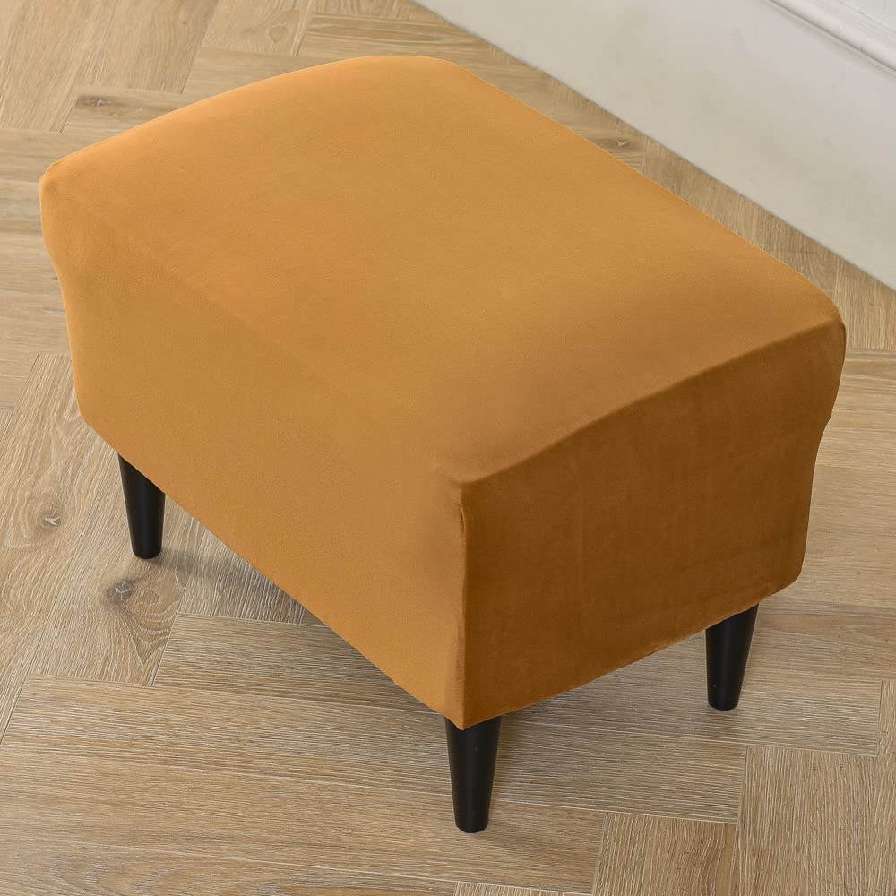 Highdi Terciopelo Funda de Sillón de Orejas Elástica con Funda Otomana, Funda de Sofá Relax 2 Piezas con Funda de Cojín, Fundas Protector de Butaca para Dormitorio, Recepción, Club (Caqui)