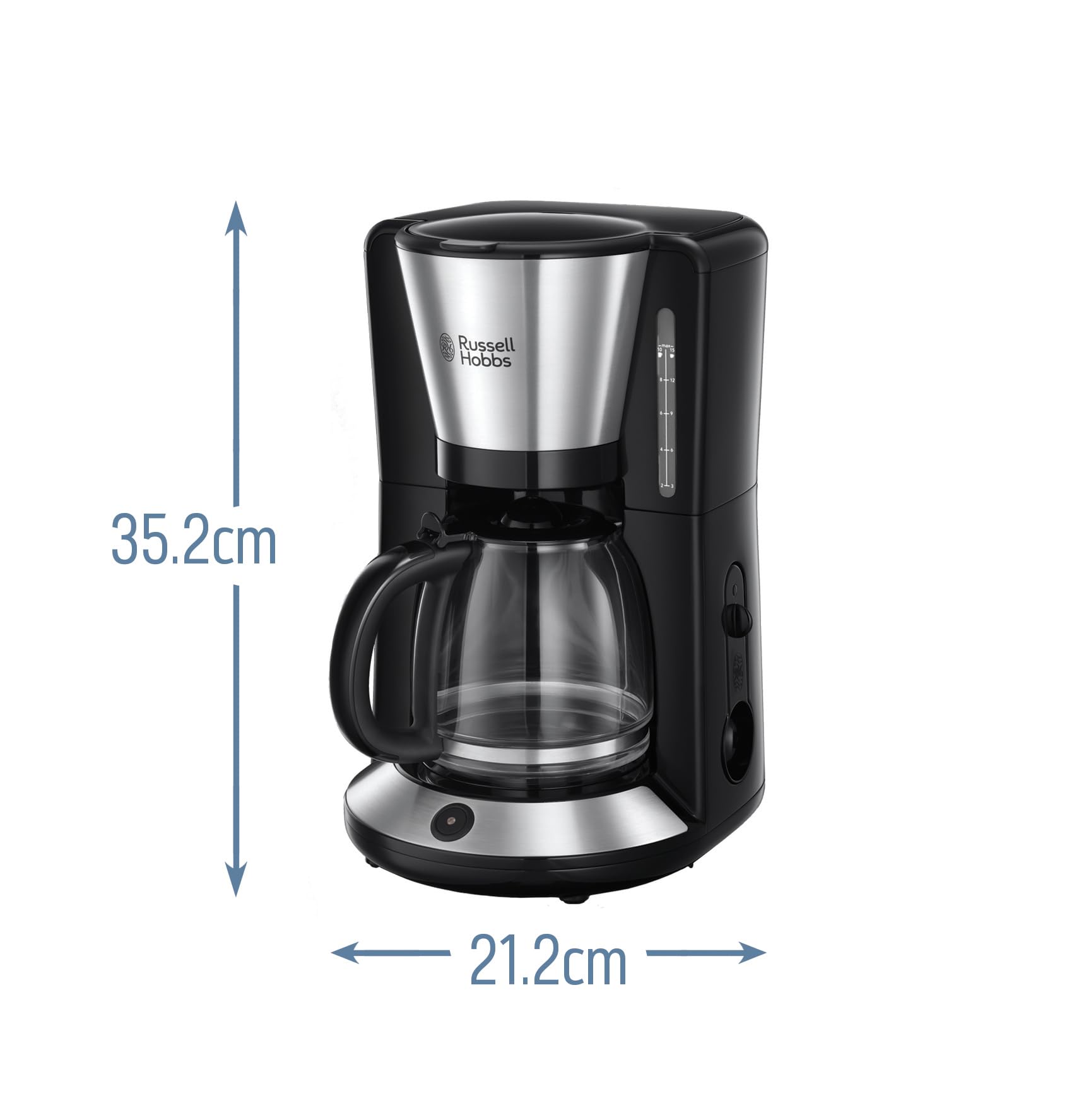 Russell Hobbs Kaffeemaschine [Brausekopf für optimale Extraktion&Aroma] Adventure (1 bis 10 Tassen, 1,25l Glaskanne,Warmhalteplatte, Abschaltautomatik,Tropf-Stopp, 1100W) Filterkaffeemaschine 24010-56