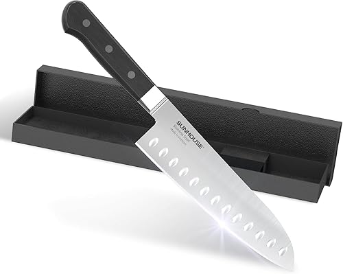 Miniatura 11 de Sunhouse Cuchillo de chef, cuchillo de cocina afilado de acero inoxidable de alto carbono de 7.5 pulgadas con mango ergonómico, mango moldeado de 2