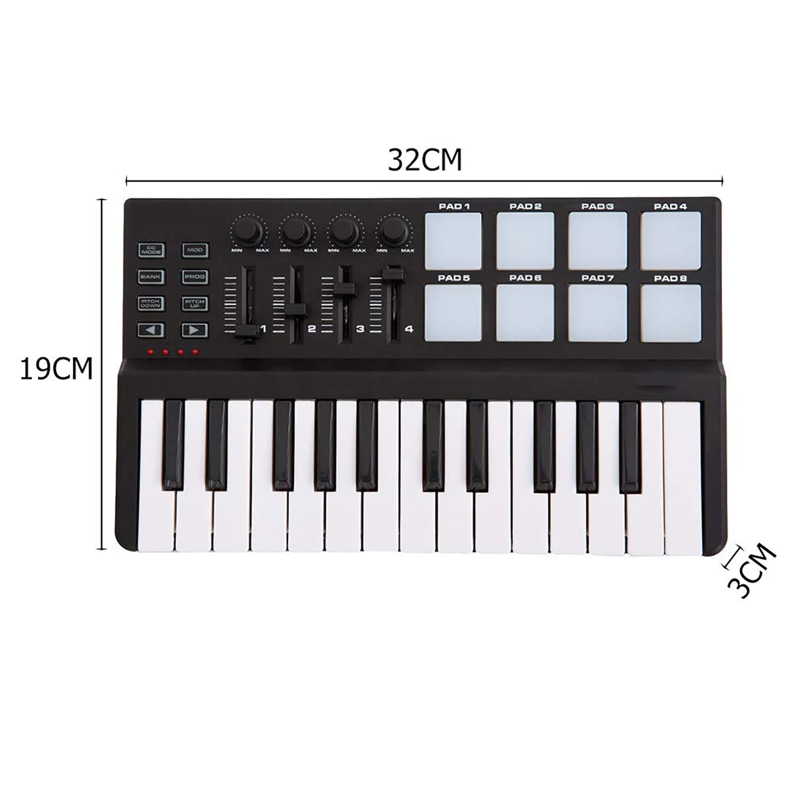TsoLay Controller Tastiera Midi a 25 Tasti, Controller Midi USB Professionale con 8 Pad Trigger Retroilluminati Colorati, Manopole Rotanti E Software di Produzione Musicale, per Mac E PC