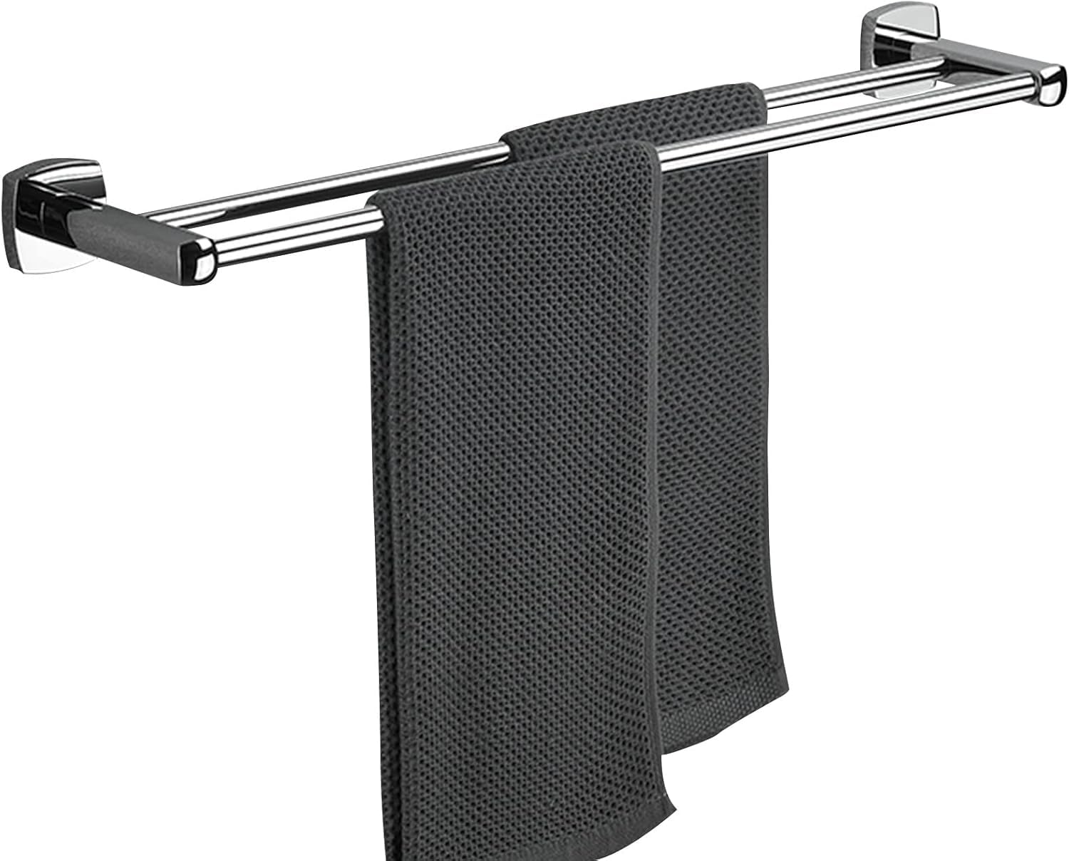 Double Towel Bar Rail - Wall Mounted Towel Holder Rack - All Copper Chrome Plated - Available In 50Cm, 60Cm, And 70Cm Sizes,60cm