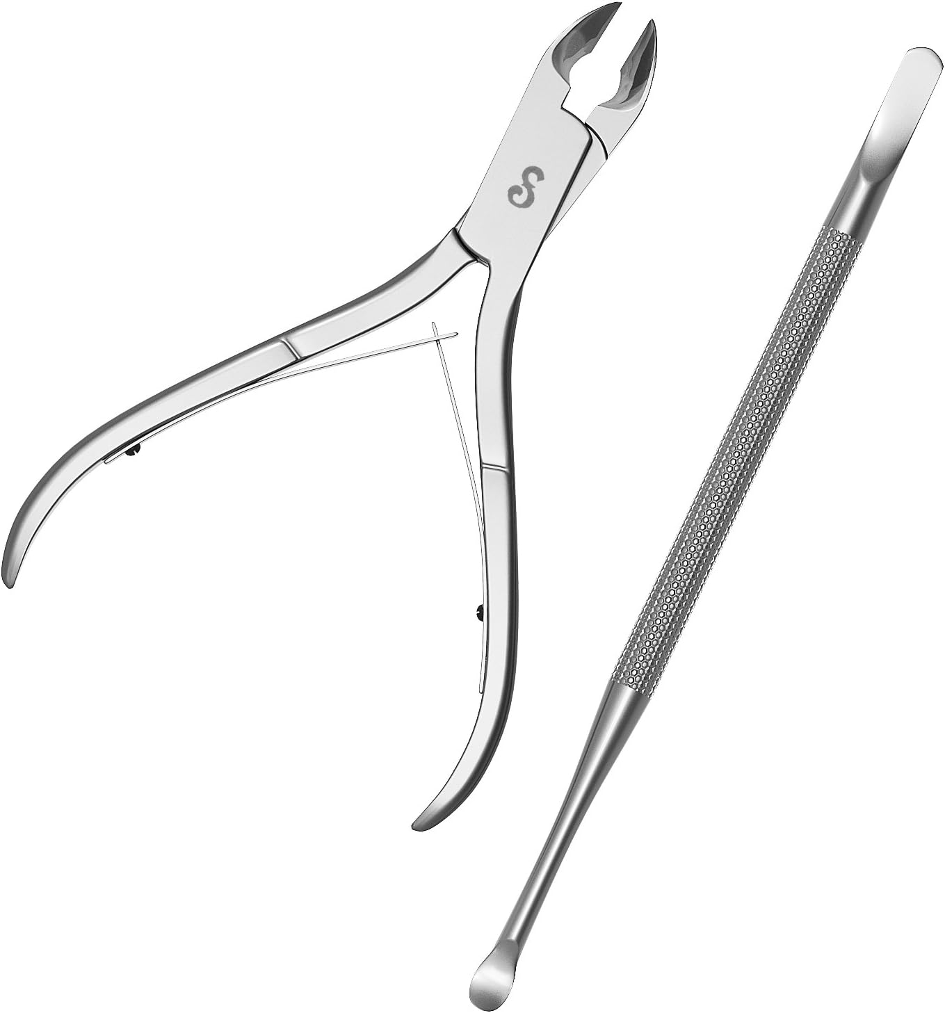 Cuticle Nipper with Cuticle Pusher- Professional Grade Stainless Steel Cuticle Remover and Cutter - Durable Manicure and Pedicure Tool for Fingernails and Toenails by Sterling Beauty Tools