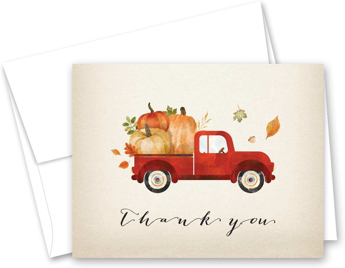 InvitationHouse Rustic Harvest Truck with Pumpkins Thank You Cards with Envelopes - 50 cnt