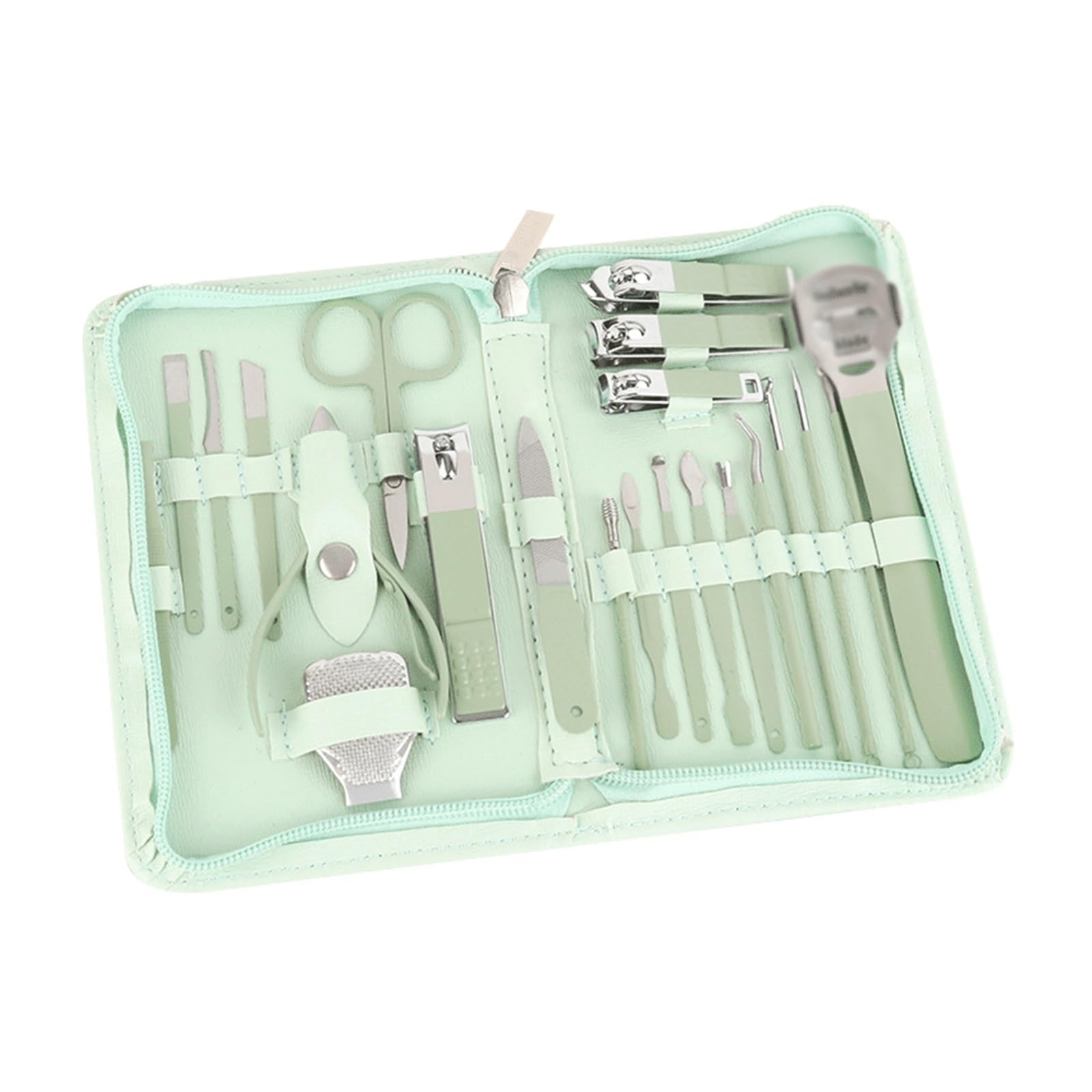Matcha Green 22-piece Beauty Nail Tools Zipper Pack Nail Clipper Set 17-11-3CM Gray