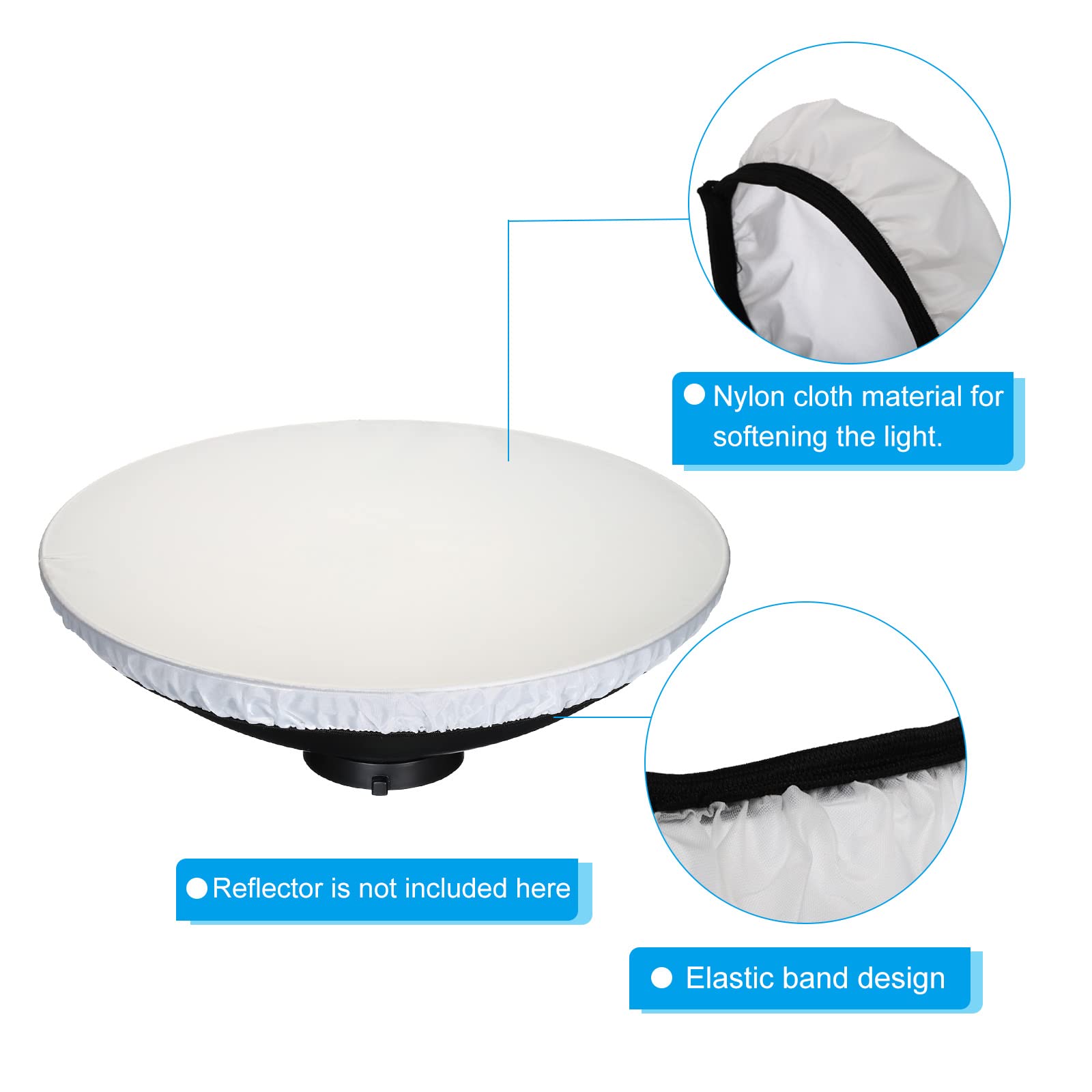 PATIKIL 22" 55cm Morbido Diffusore Lampada Copertura, Tessuto Diffusore Strobo Riflettore Lampada Calzino per Flash Luce Bellezza Piatto Fotografia Studio, Bianco