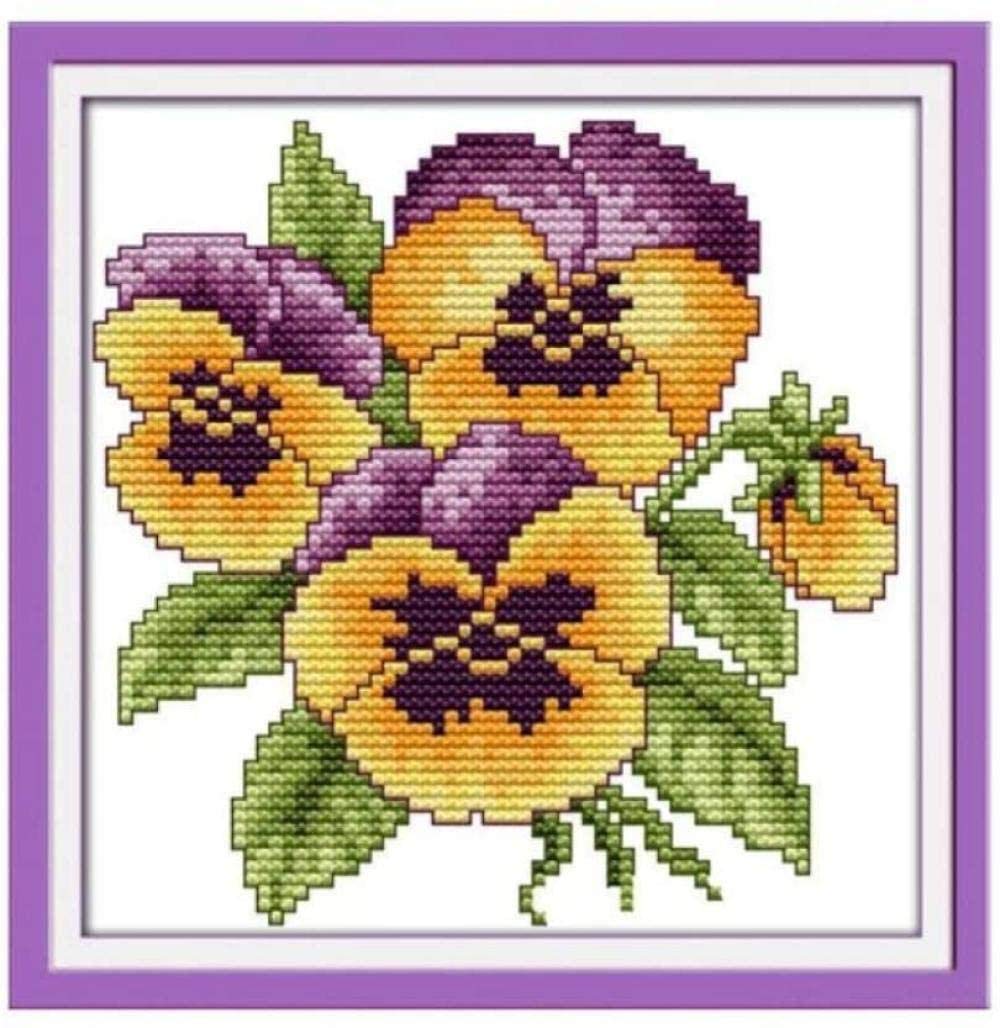 Kit demi-point tapisserie fleurs 21x21cm avec canevas HD et fils coton