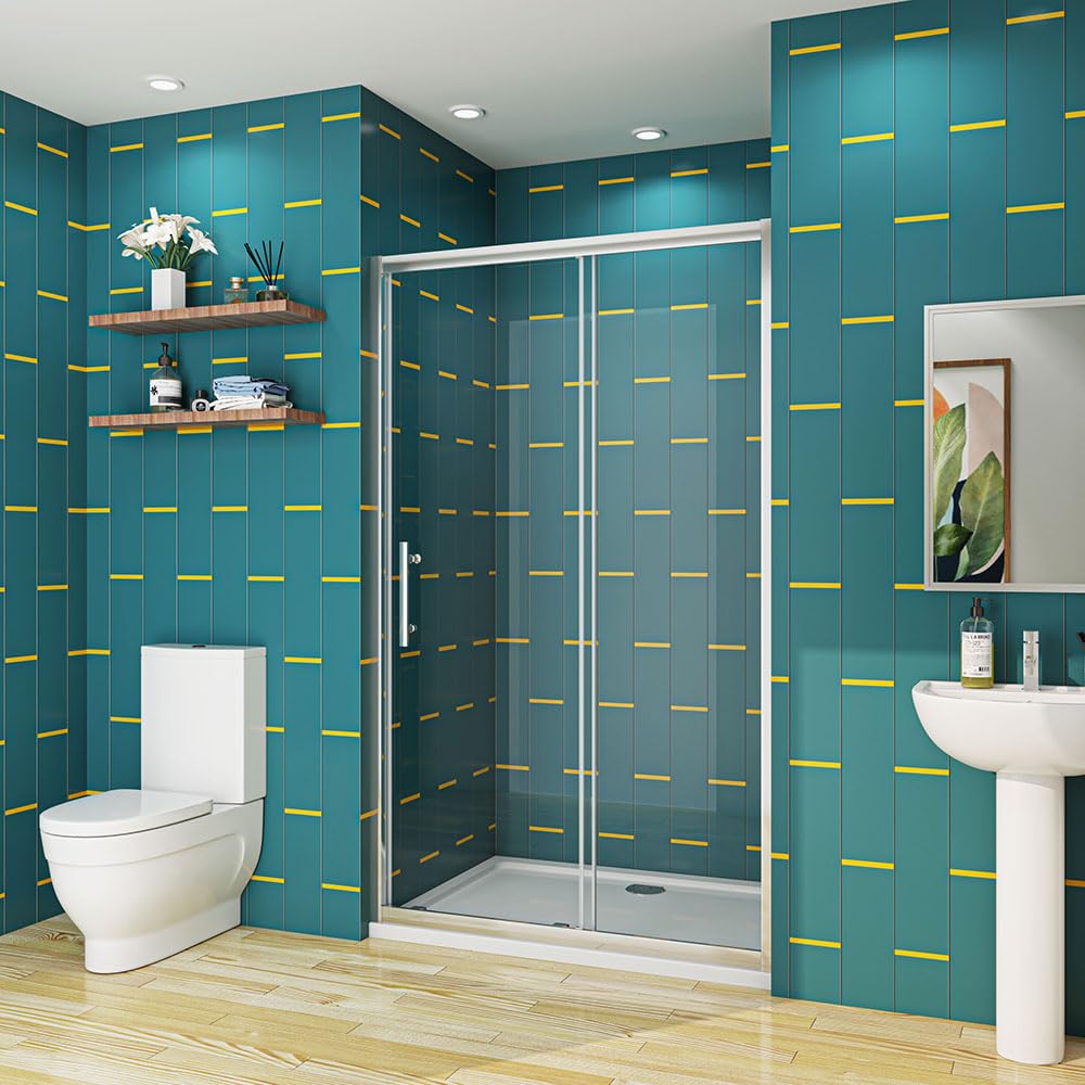 Acezanble 1200mm(Width) x 1900mm(Height) Sliding Shower 8mm Easy Clean Glass Door