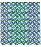 Ambesonne Hawaiian Shower Curtain, Pastel and Geometric Chevron Background with Exotic Island...