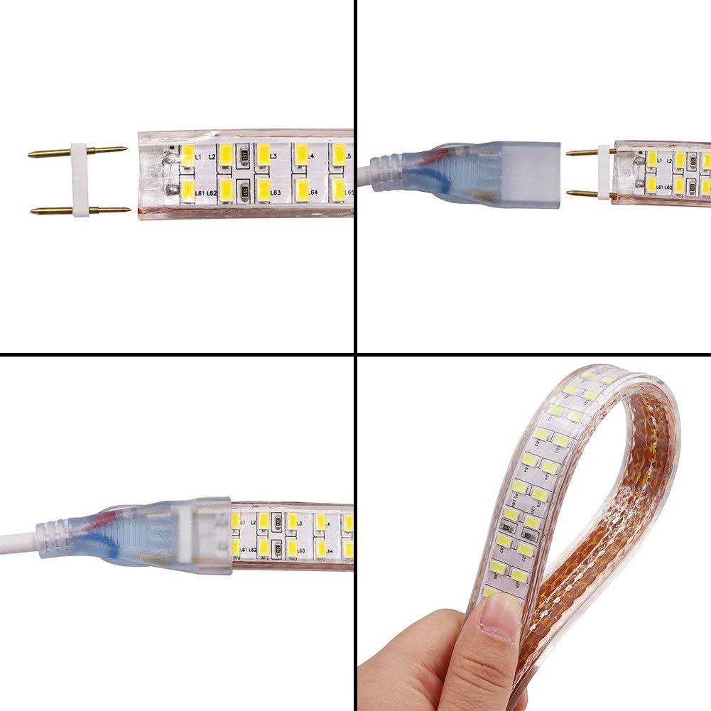 XUNATA 220V Super Brillante Tiras LED, SMD 5730 240LEDs/m, IP67 Impermeable, Escalera de Techo Tira de LED Cocina Cable Luces Flexible LED Strip Light Decoración (Blanco Frio, 14m)