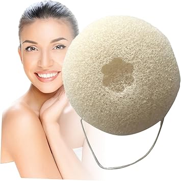 Beige Bamboo Charcoal Facial Sponge for Deep Cleansing Exfoliation Biodegradable Face Cleaning Sponge for Daily Skin Care and Makeup Removal
