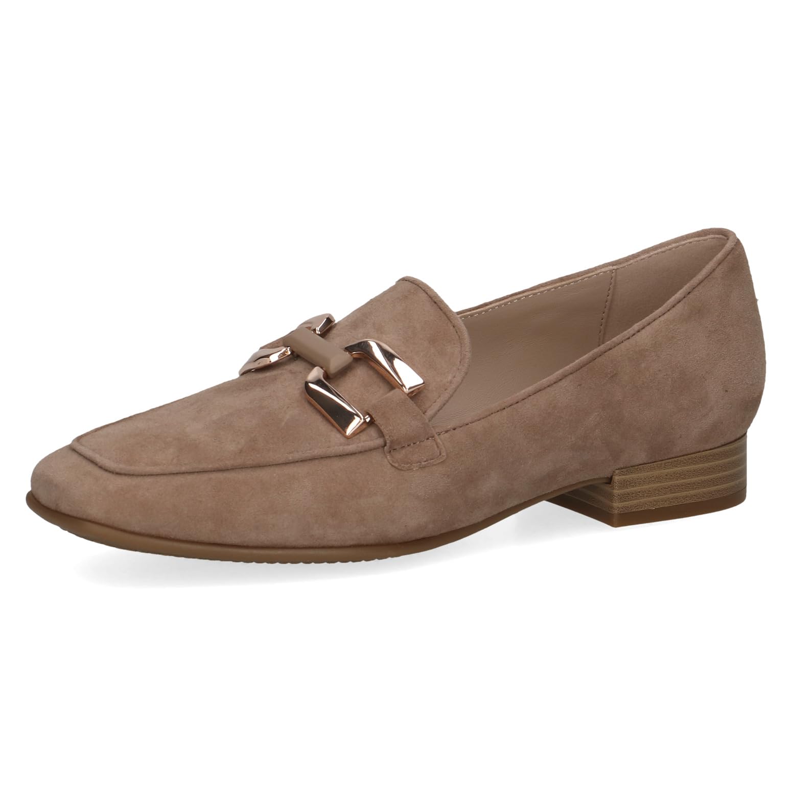 CAPRICE Women's Leather Loafers with Heel Elegant, Brown (Taupe Suede), 4 UK