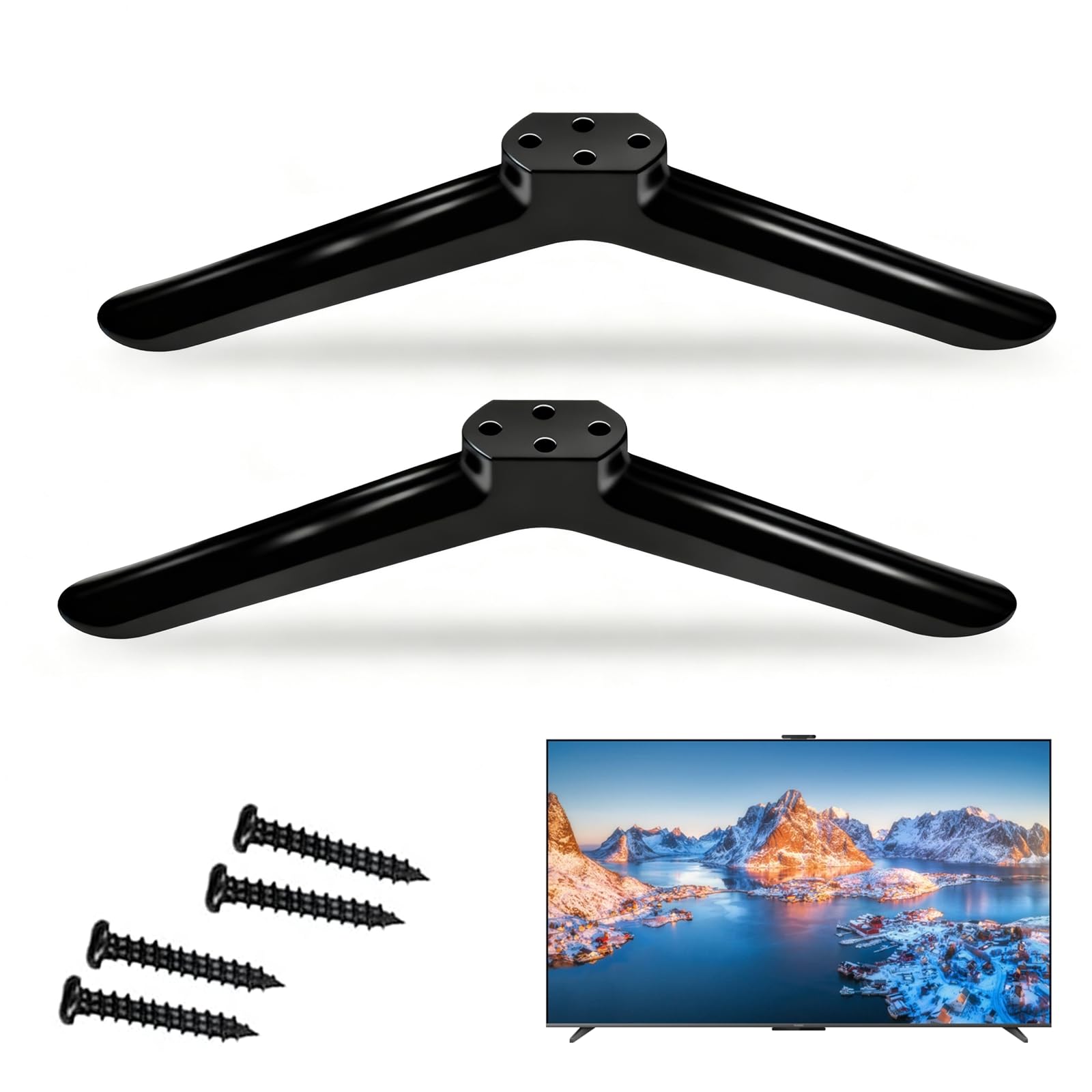 TV Stand Base Pedestal Feet for TCL Most 24in/32in/40in/49in/50in,Non-Slip Universal TV Legs Television Table Top Desk Stand Base Replacement Compatible with JVC/Sharp/Samsung/Hisense/Lg/Roku