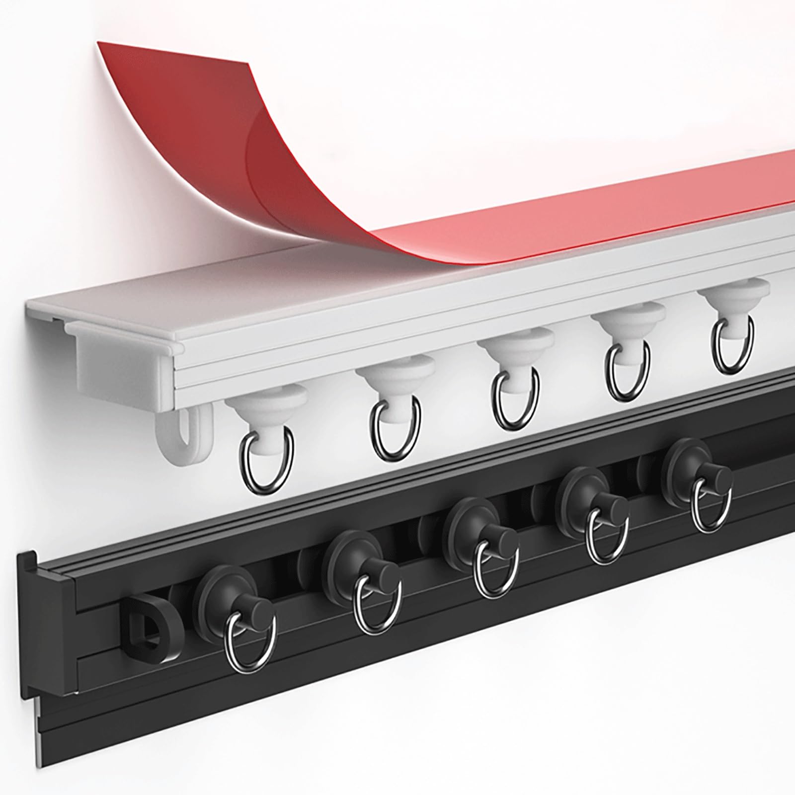 Bcofo Black/White Curtain Track 1-6m Adhesive Curtain Rod Self Adhesive Ceiling Or Wall Curtain Track Ceiling Curtain Track for a Ceiling or Wall with