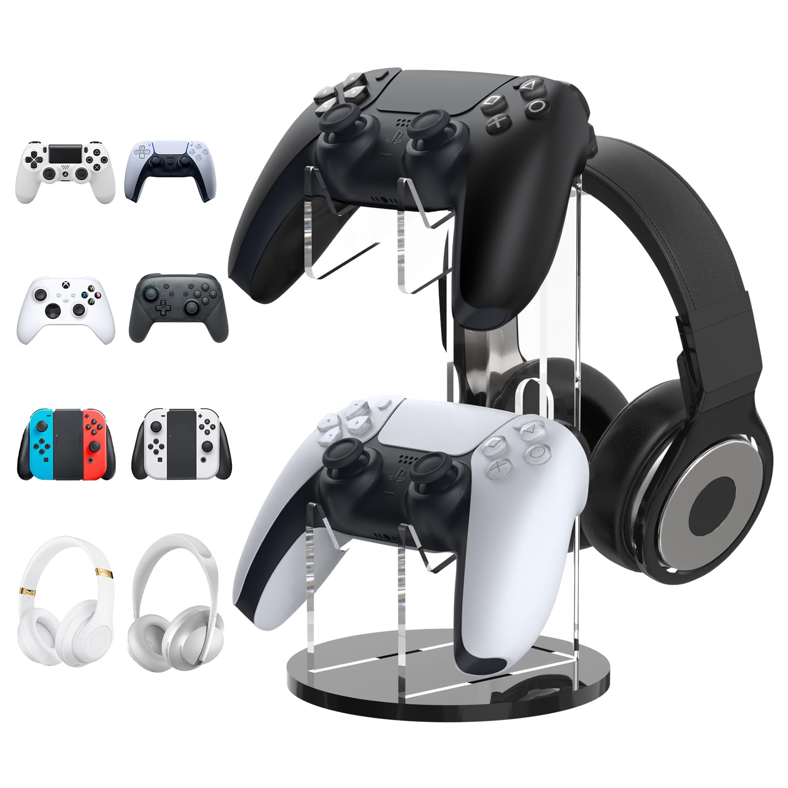 MoKo Universal Stand for Game Controller and Headset Stand 2 in 1 Game Controller Support Holder Storage Organizer