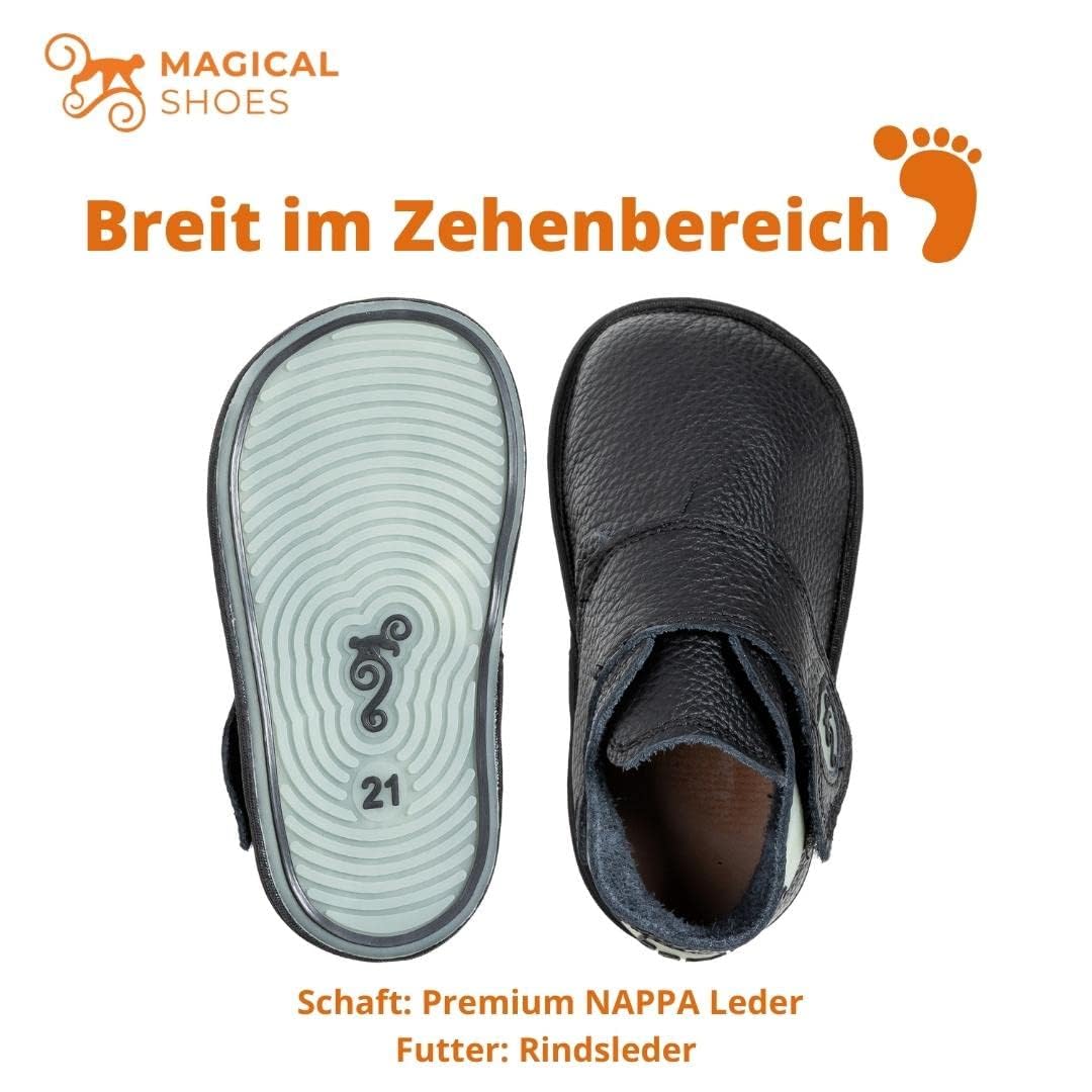 Magical Shoes Calzado Barefoot Bebé, Zapatos Primeros Pasos para Bebé – Niños, Zapatillas de Cuero, Zapatos de Gateo, Zapatos Minimalistas, Talla 18-23, Baloo 2.0