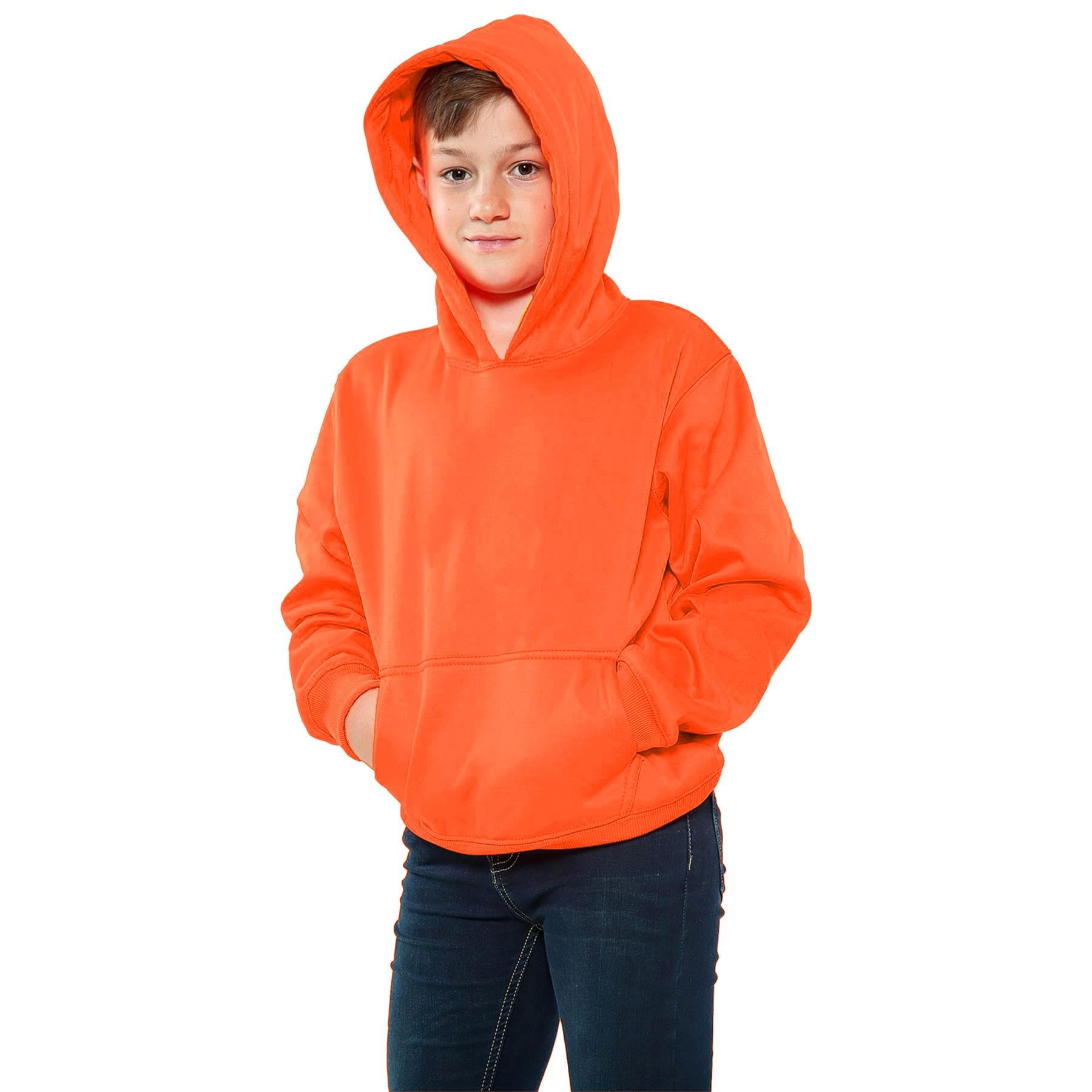 A2z 4 Kids Unisex Kids Neon Orange Girls Boys Plain Sweatshirt Tie Dye Pullover - Plain Sweat Hoodie 11-12