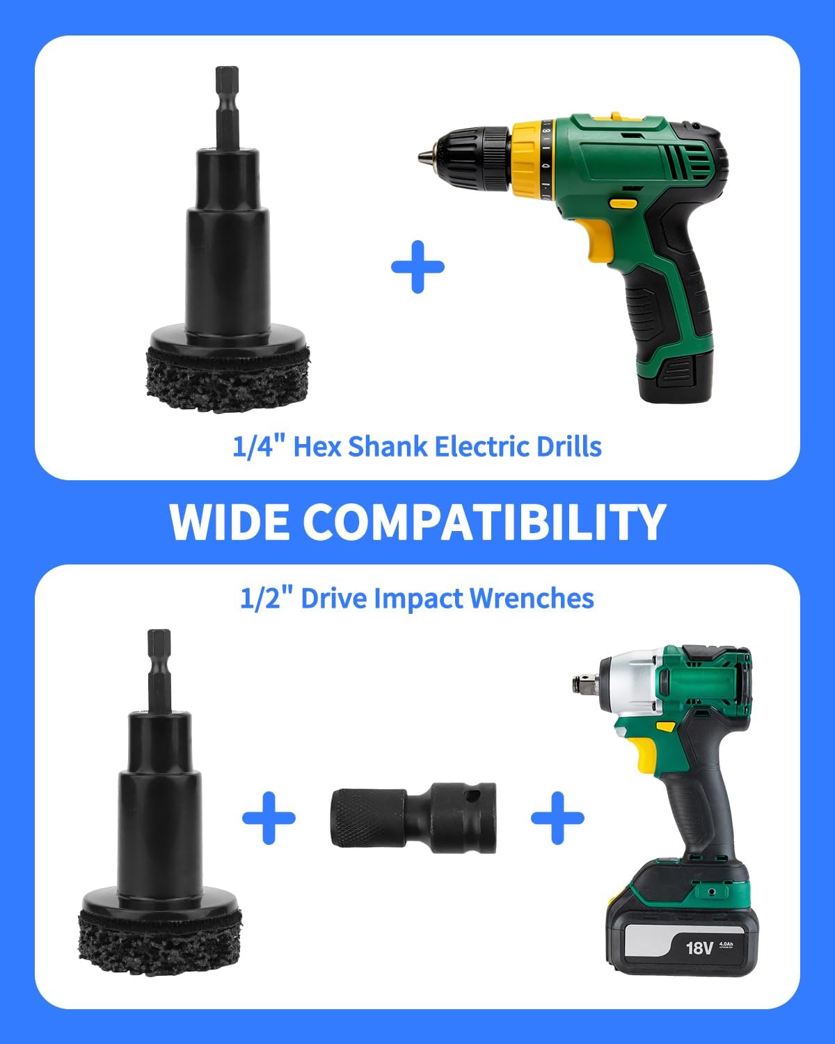Brake Cleaner & Wheel Hub Cleaning Tool Kit, 5 Grinding Heads for Rust Removal, Fits Drill - Car Truck SUV Maintenance