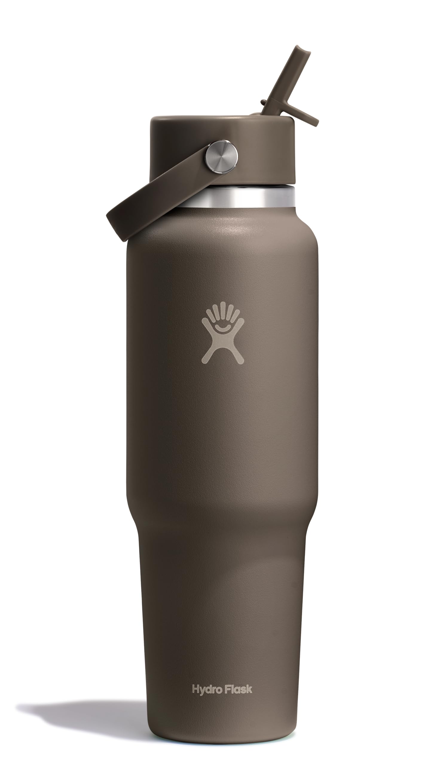 Hydro Flask Travel Water Bottle - Insulated Stainless Steel - Wide Straw Lid, Non Spill, Leakproof in 40 Oz Sandpiper