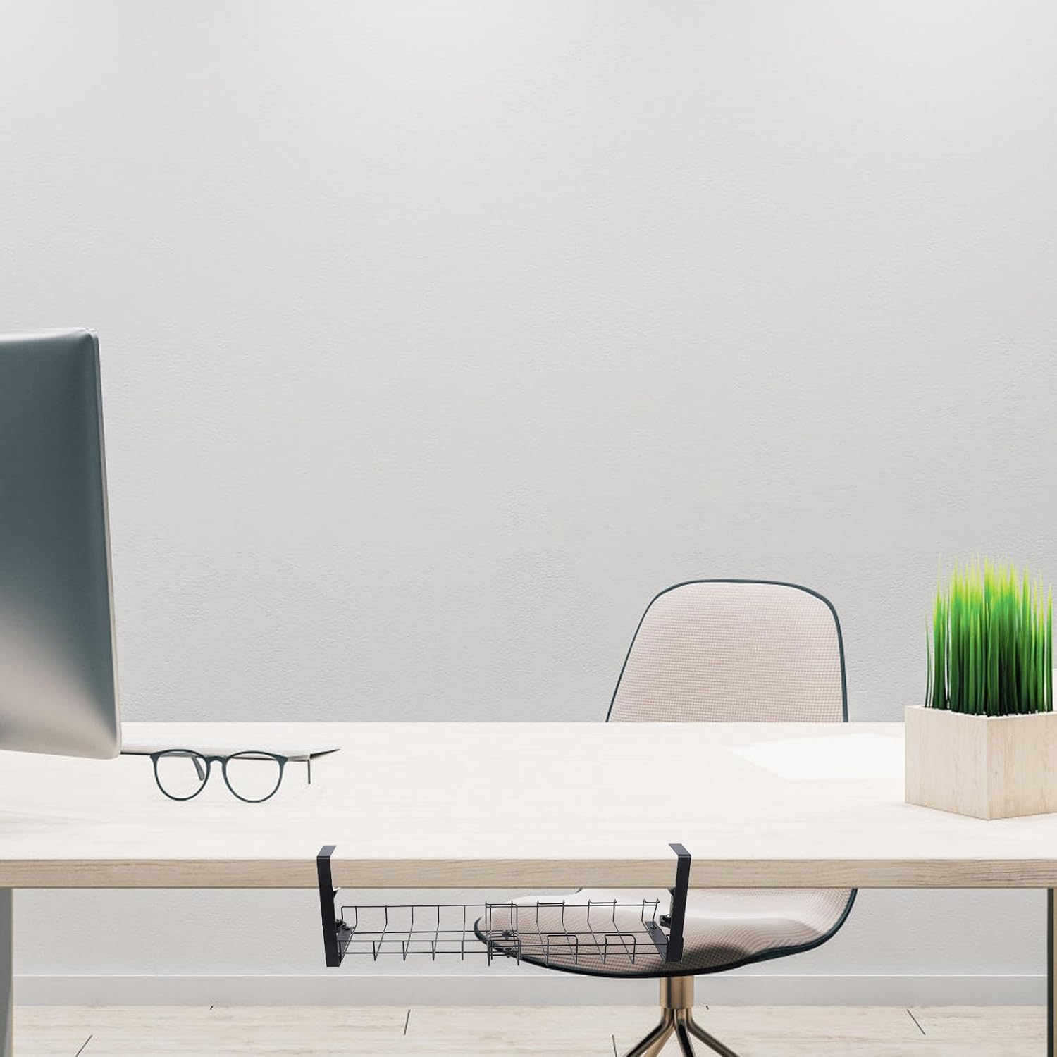 Desk Cable Organizer Tray Adjustable Cable Management Rack Black for Office and Home Desk Cord Storage