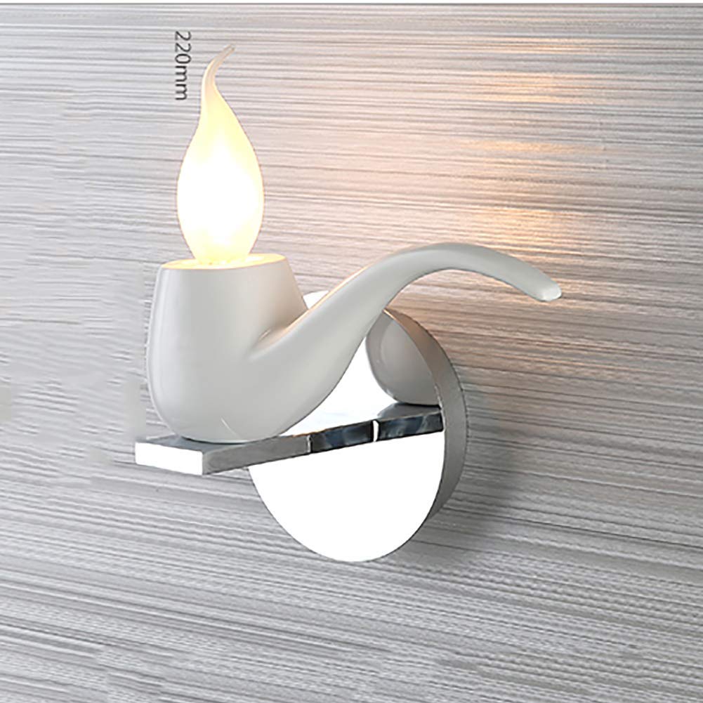 Modern Wall Lamp Interior Minimalist Metal Candle Wall Lighting Classic Creative Cartoon Design Deluxe LED Pipe Shape Wall Lamp Edison 1 * E14 Max,Weiß