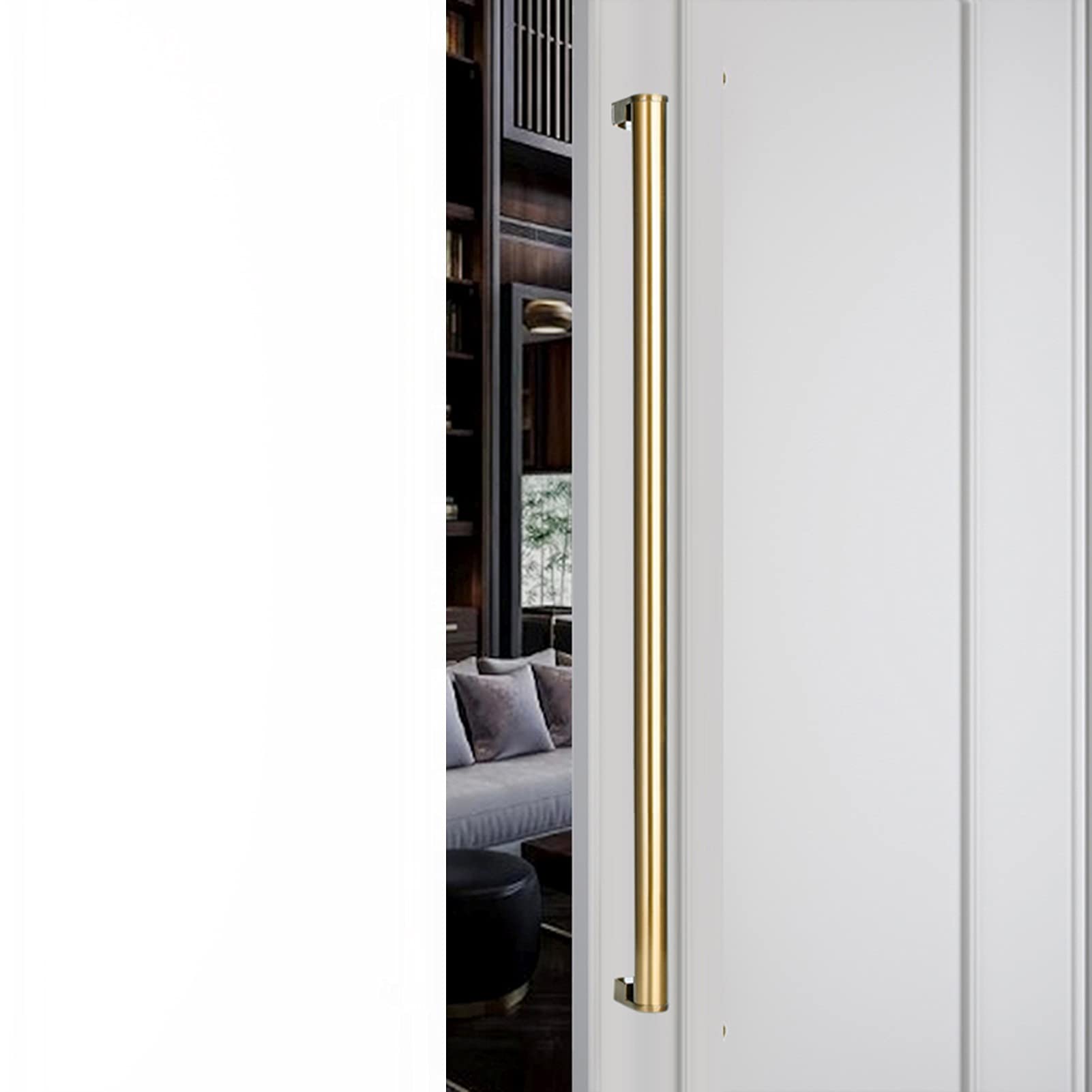 Porte coulissante de grange en acier inoxydable brossé et verre de haute qualité