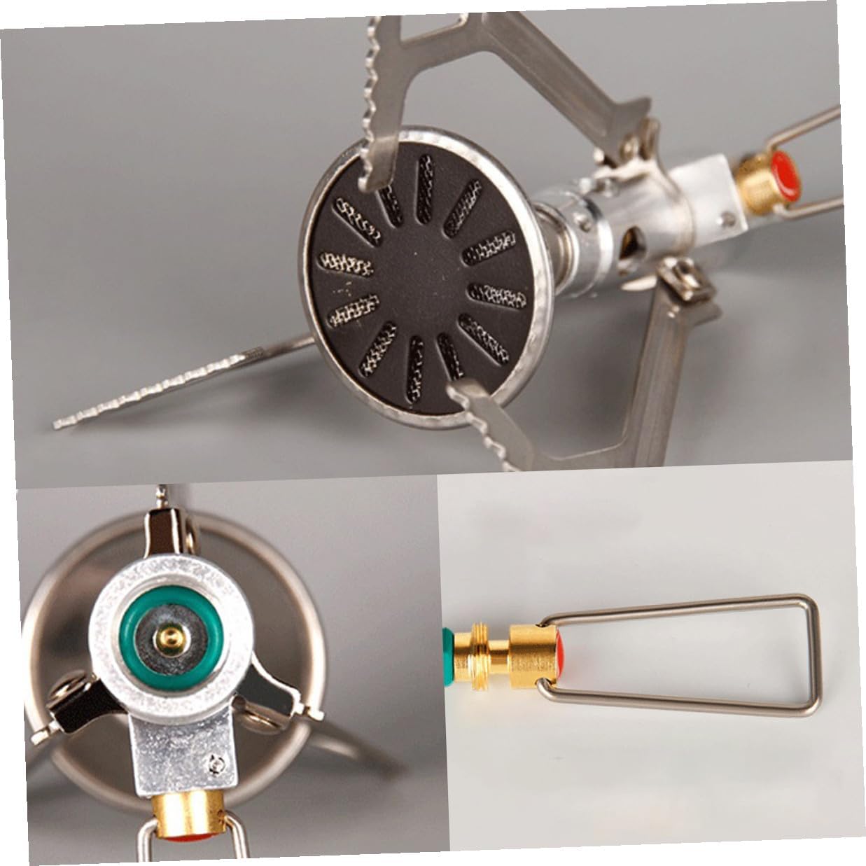 Portable Camping Stove Burner, Mini Stainless Steel Gas Cooker with Safety Leak-proof Head, Lightweight Picnic Stove for Outdoor Hiking and Backpacking
