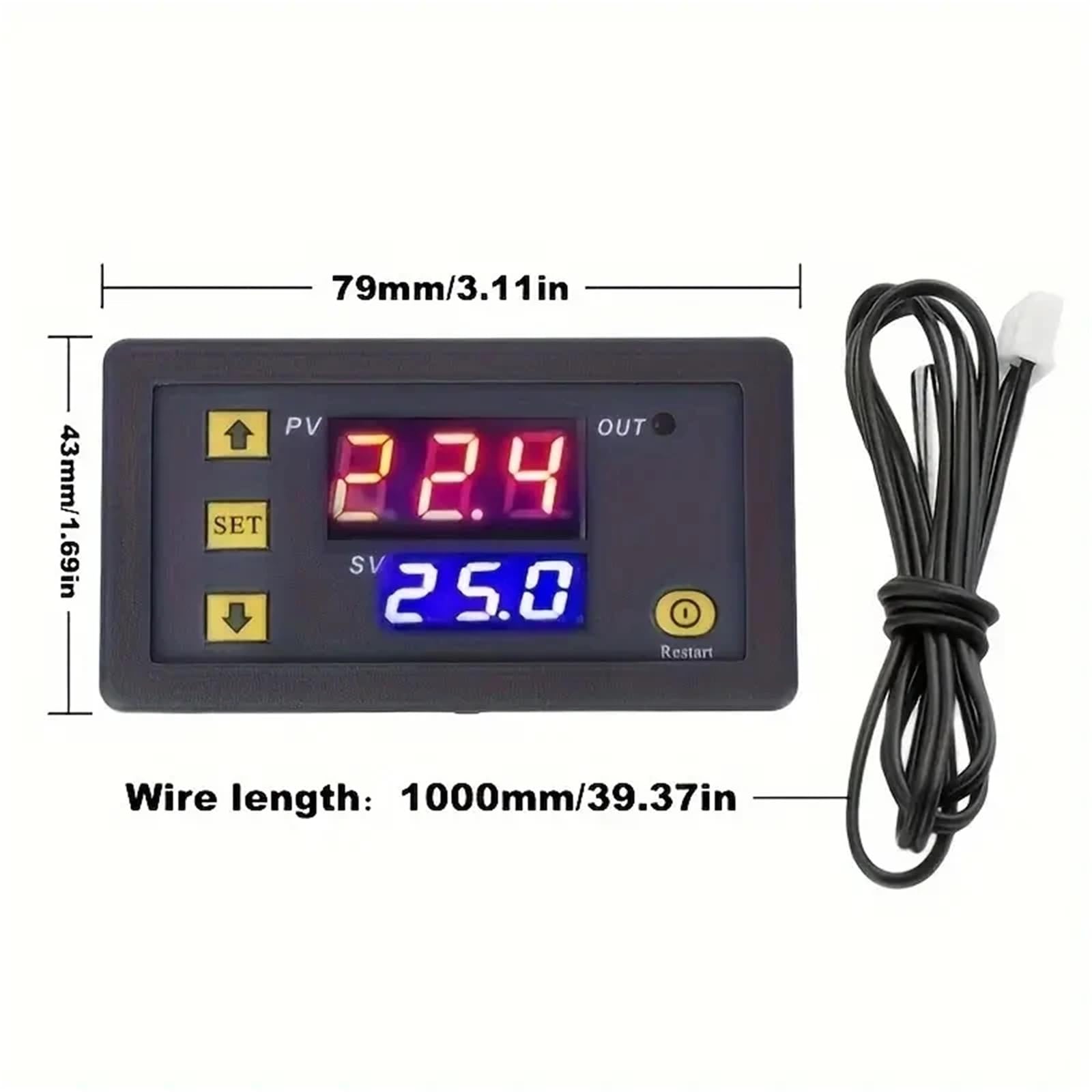 W3230 DC 12V 24V AC110-220V Sonda Linea Digitale Controllo Temperatura LED Termostato Regolatore Controllo Riscaldamento/Raffreddamento Termoregolatore