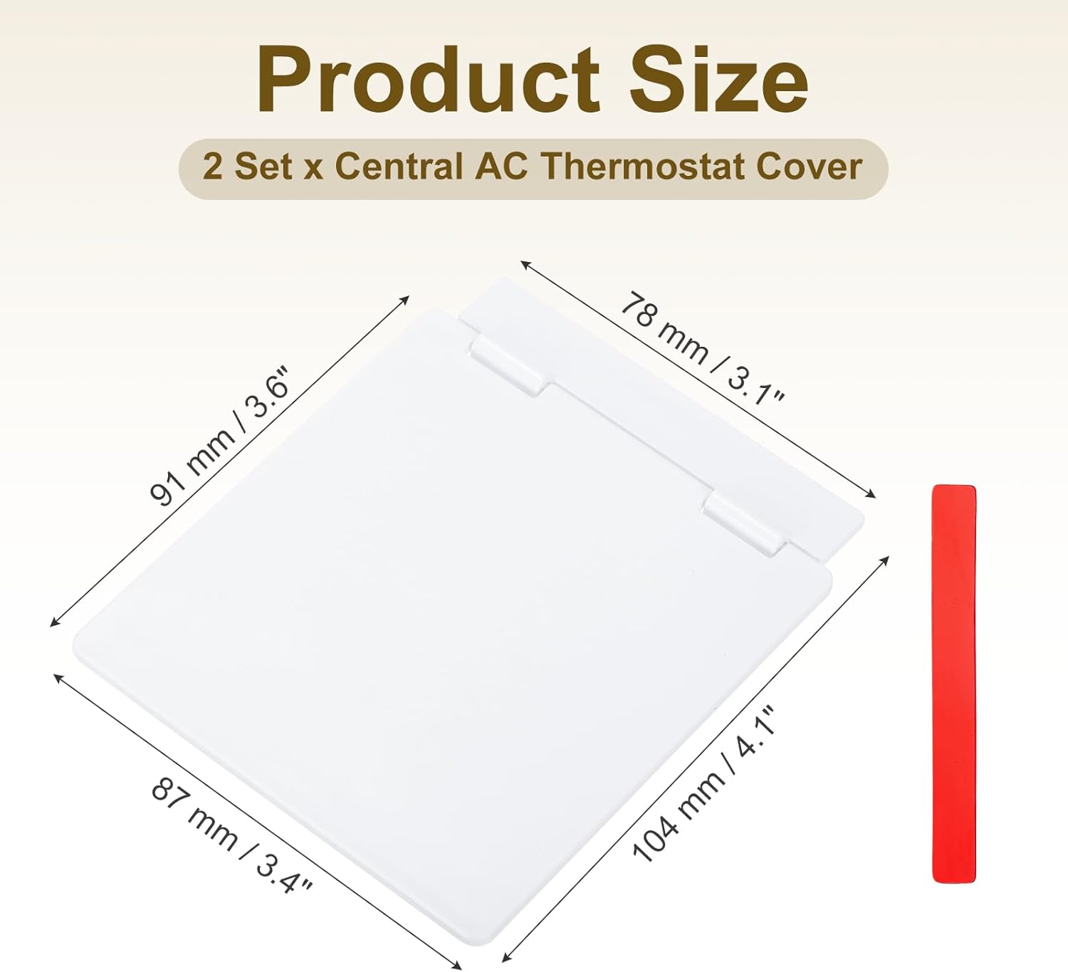 2Pcs Central AC Thermostat Cover Panel (3-7/16") Wired Controller Panel Protection Cover Air Conditioner Thermostat Switch Protector for Home Office, White