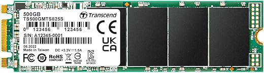 Transcend 500GB M.2 SSD 825S, SATA III 6Gb/s M.2 2280 SSD Read/Write Speed – Up to 530/480 MB/s, Solid State Drive – TS500GMTS825S