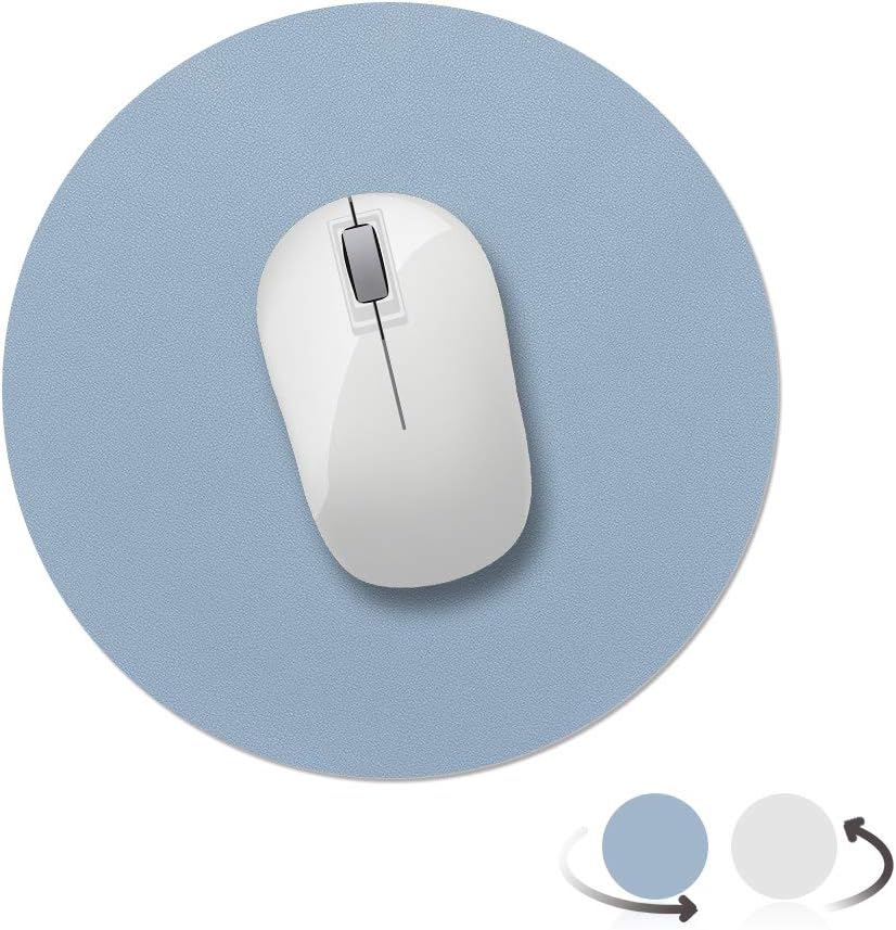 AtailorBird Mouse Pad Azure Round 8.66", Premium-Textured Mousepad Portable Waterproof PU Leather Mouse Mat Dual-Sided Mousepads for Laptop Computers Home Office