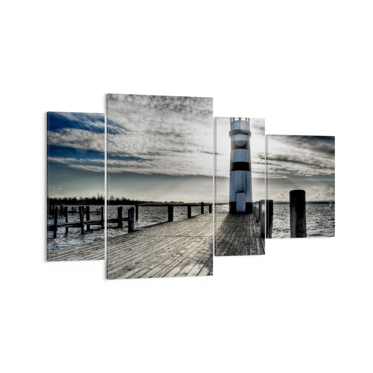 Moderne Impression Sur Toile Coucher De Soleil Lac Eau Pont Image Tableau Decoration Murale