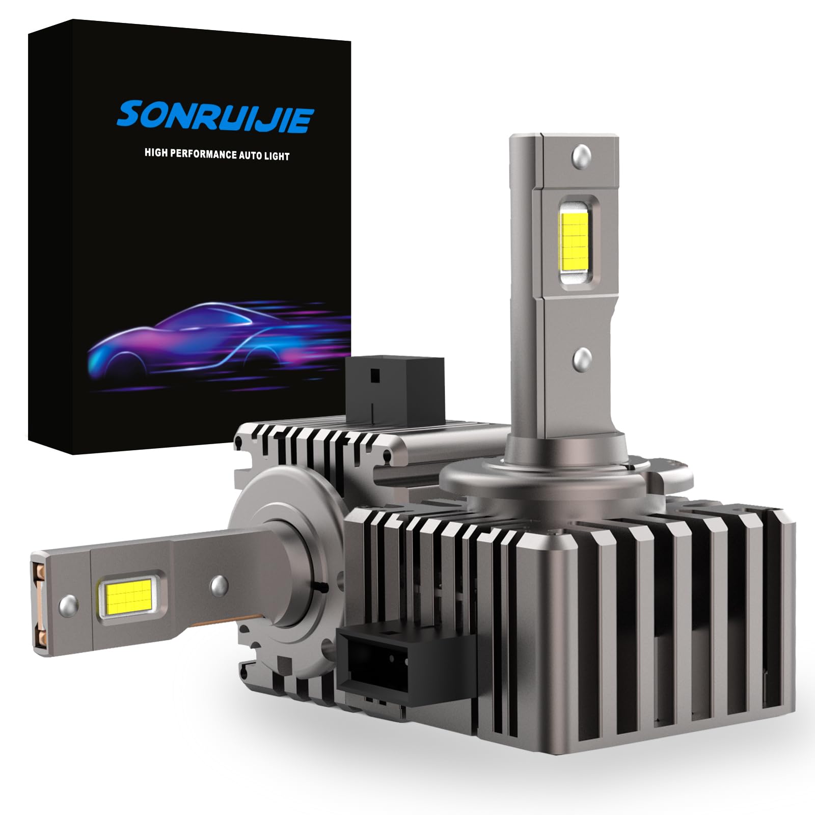 2024 Bombilla D1S D1R LED 6000K 100% Canbus 120W (60W/Luces) 24000LM 500% Más Brillante，Kit de reemplazo de xenón OEM HID,2 pezzi
