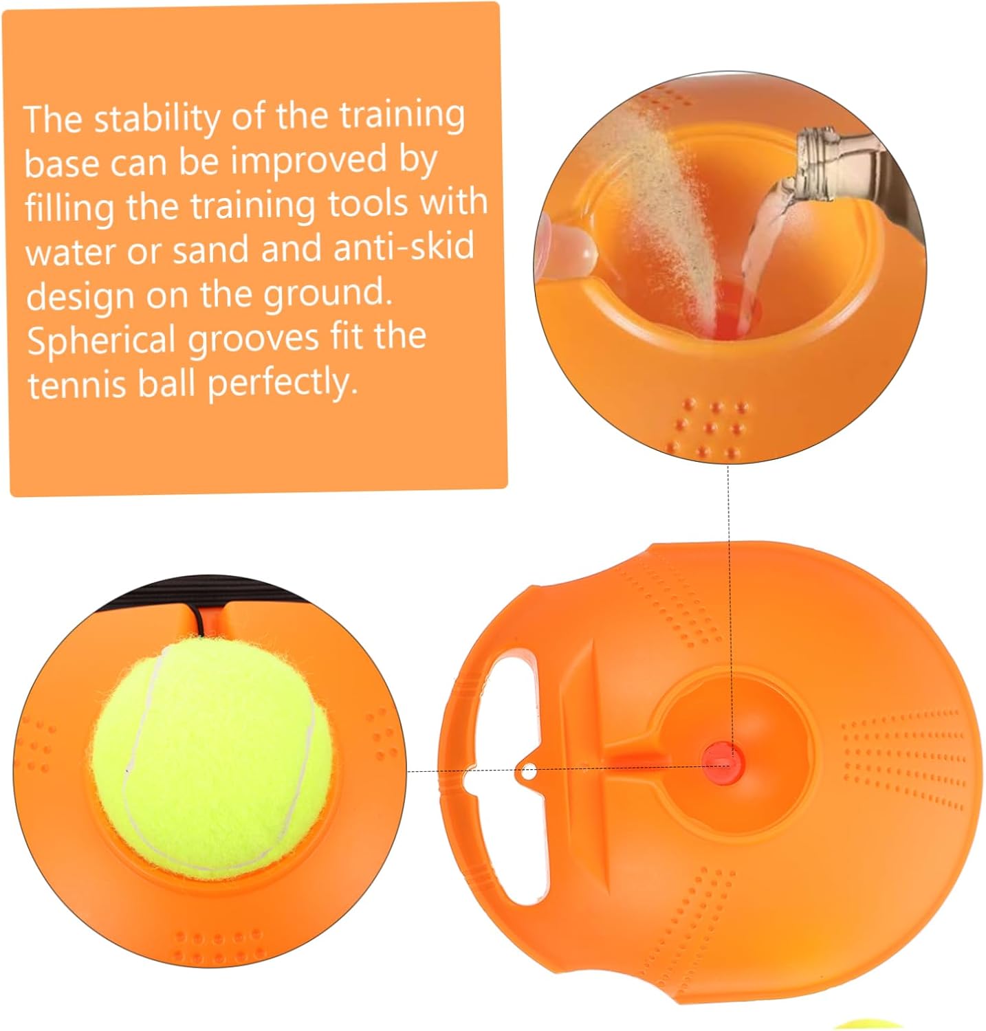KOMBIUDA Tennis Training Device with Base Portable Learning Equipment for Indoor Practice Includes Rubber String and Balls for Beginners