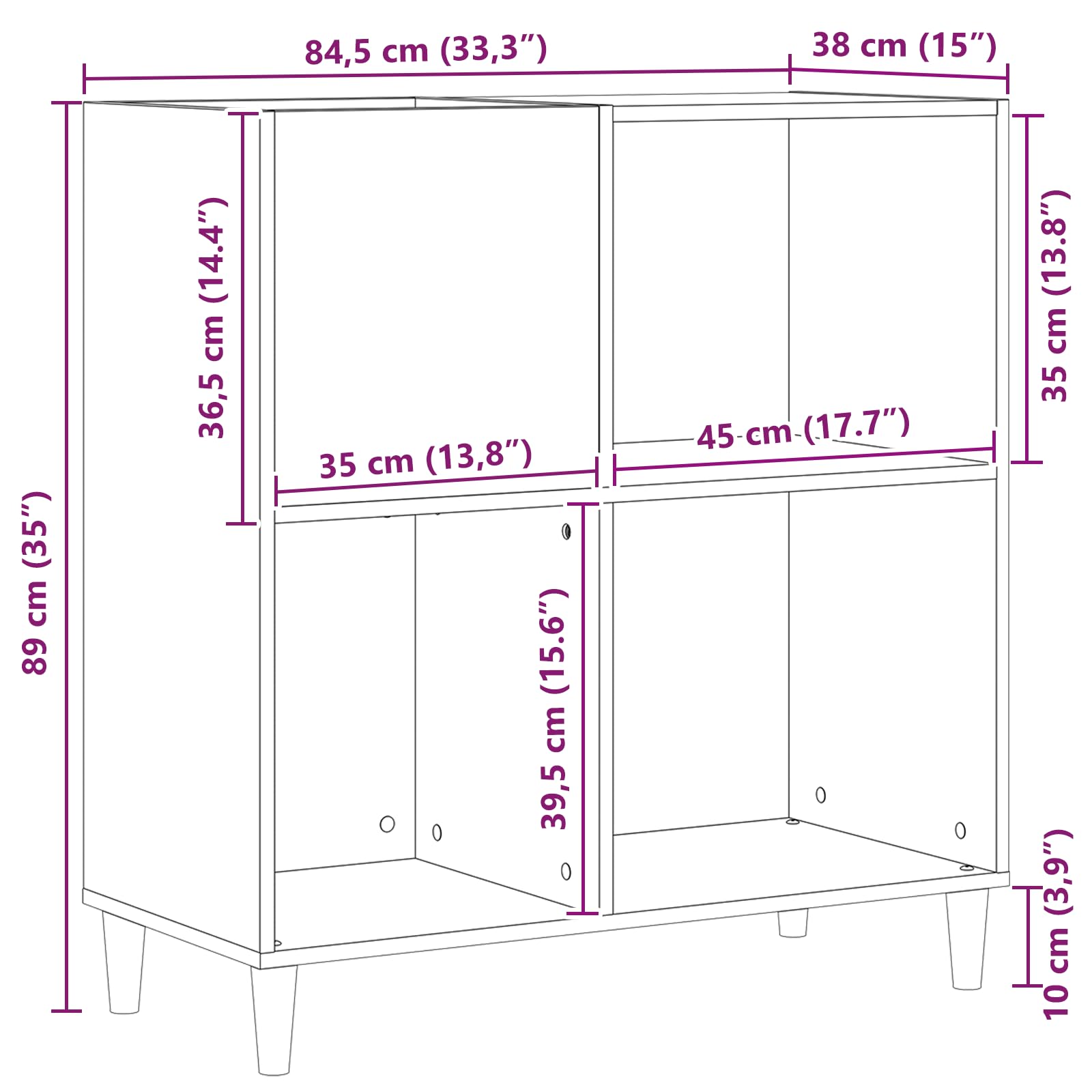 Armadietto per vinili, effetto rovere, 84,5 x 38 x 89 cm, moderno scaffale per vinili, in legno, beige, con ripiani per soggiorno, conservazione urbana