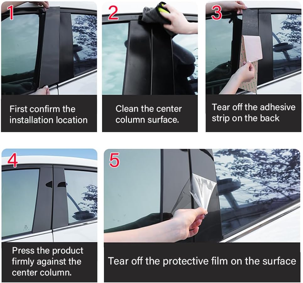 8pcs Black for Cadillac CT5(2020-2023) Car Window Center Pillar Stickers Car Window Trim Protect The Center Pillar Prevent Scratches Tuning Accessories
